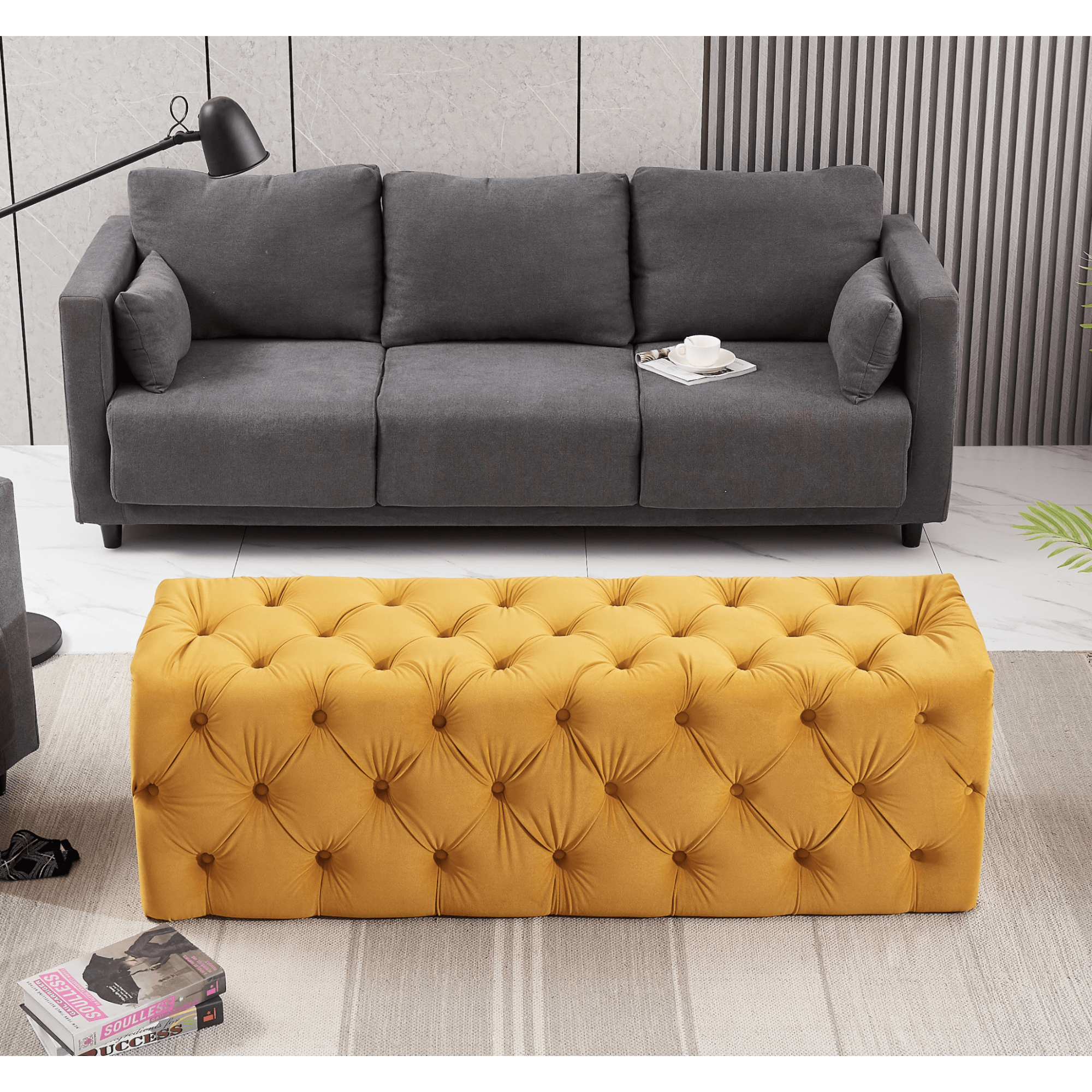Melia Velvet Ottoman Bench