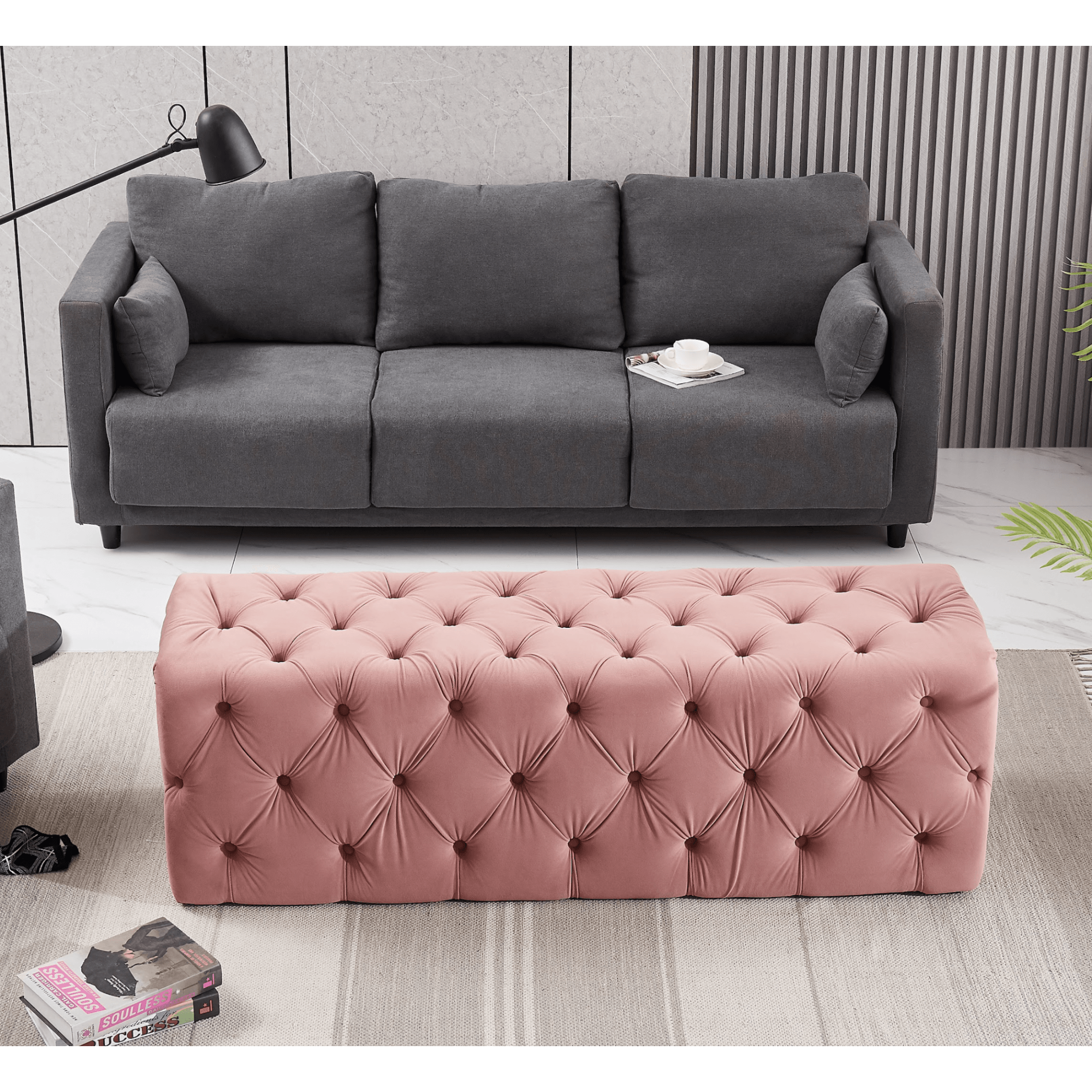 Melia Velvet Ottoman Bench