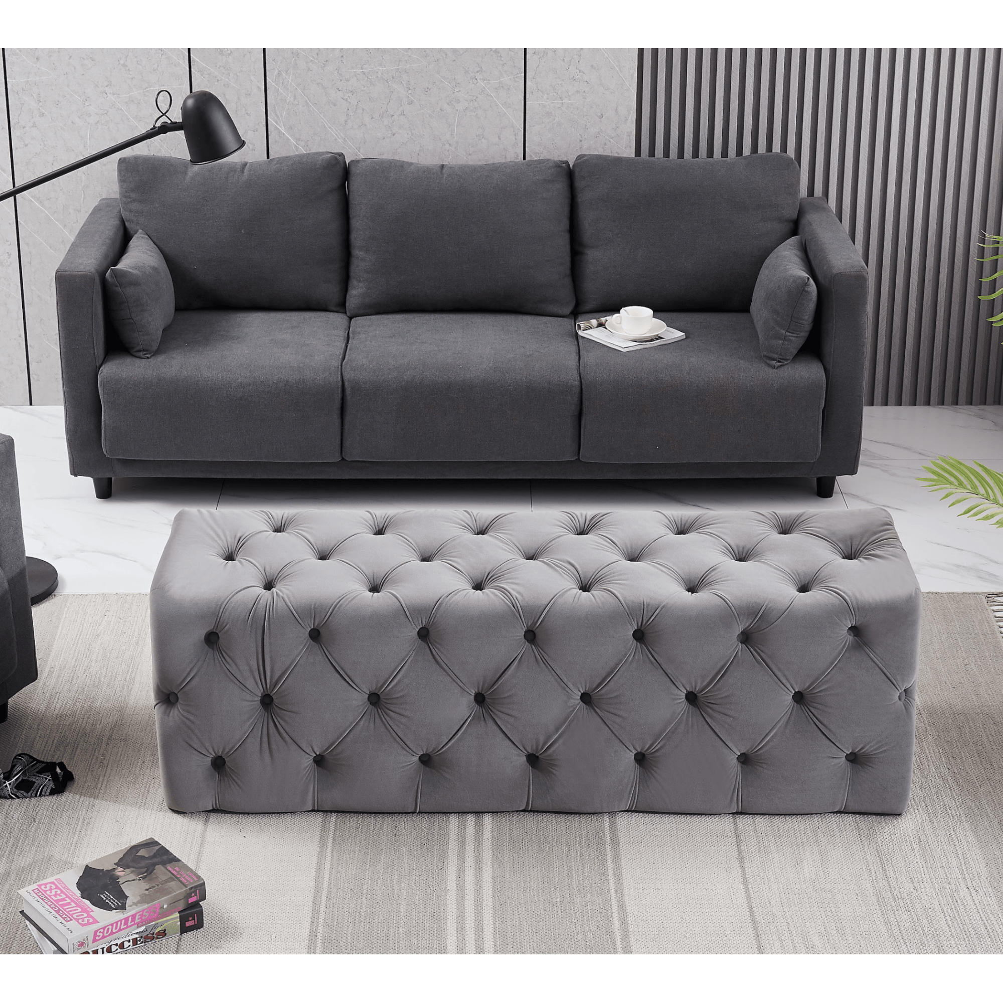 Melia Velvet Ottoman Bench