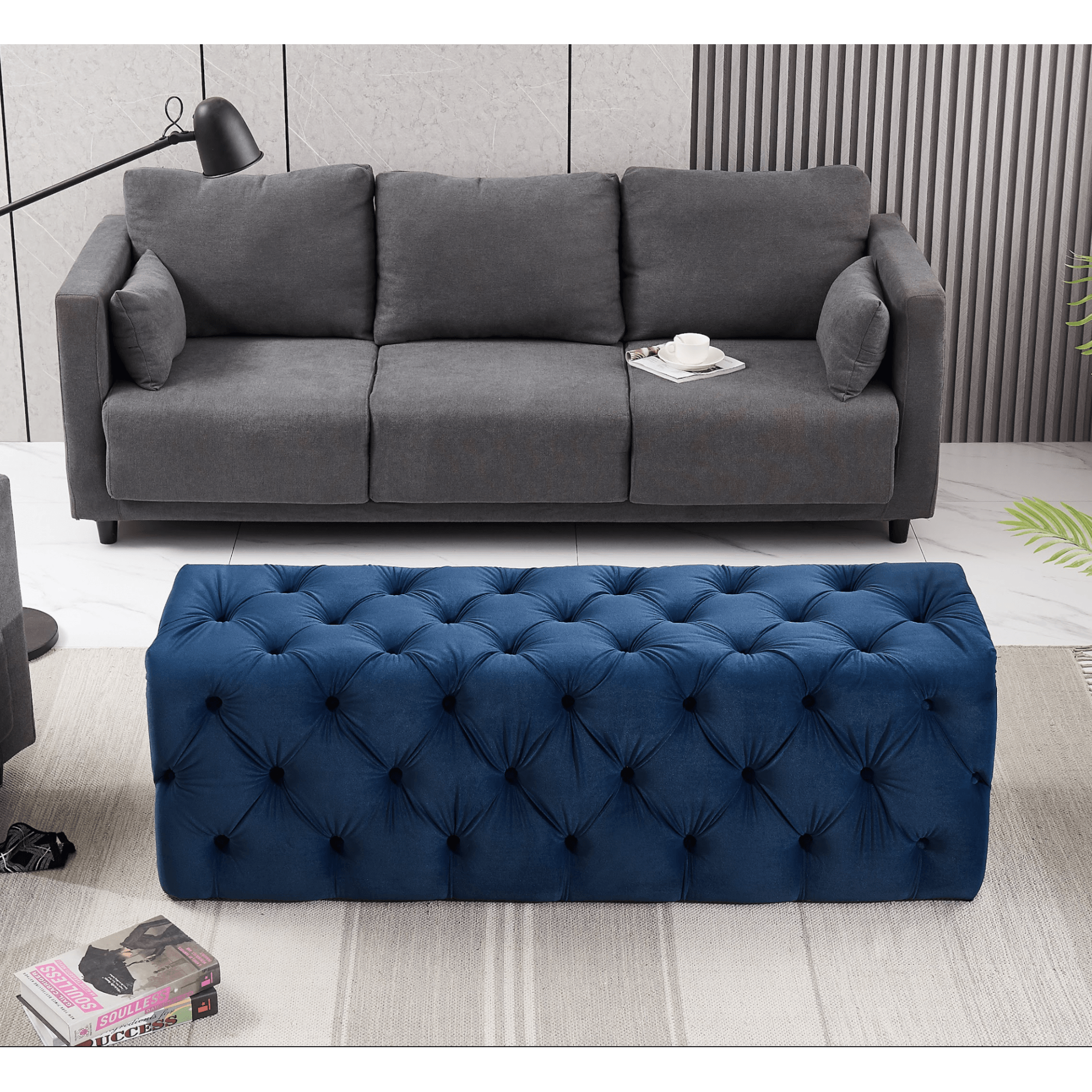Melia Velvet Ottoman Bench