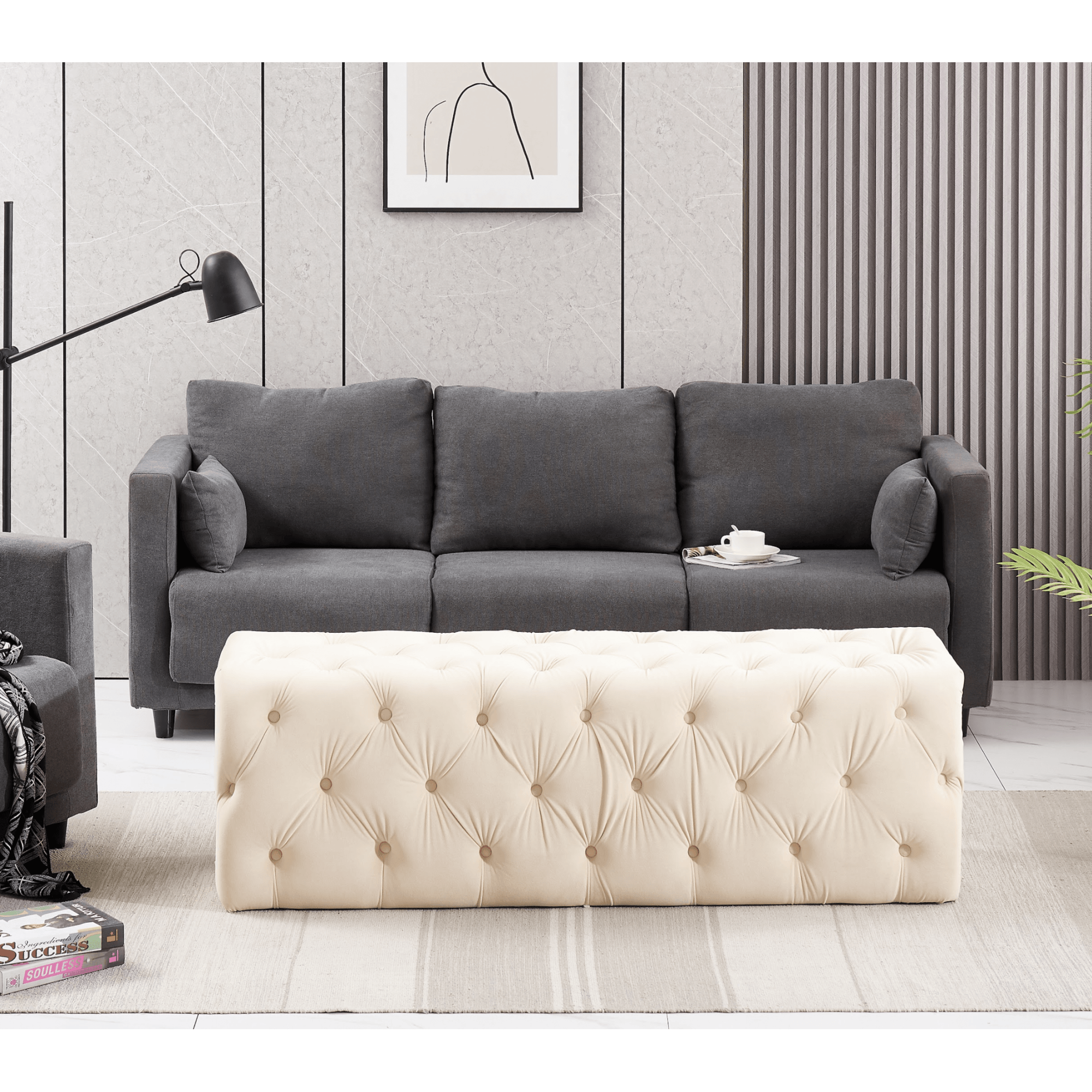 Melia Velvet Ottoman Bench