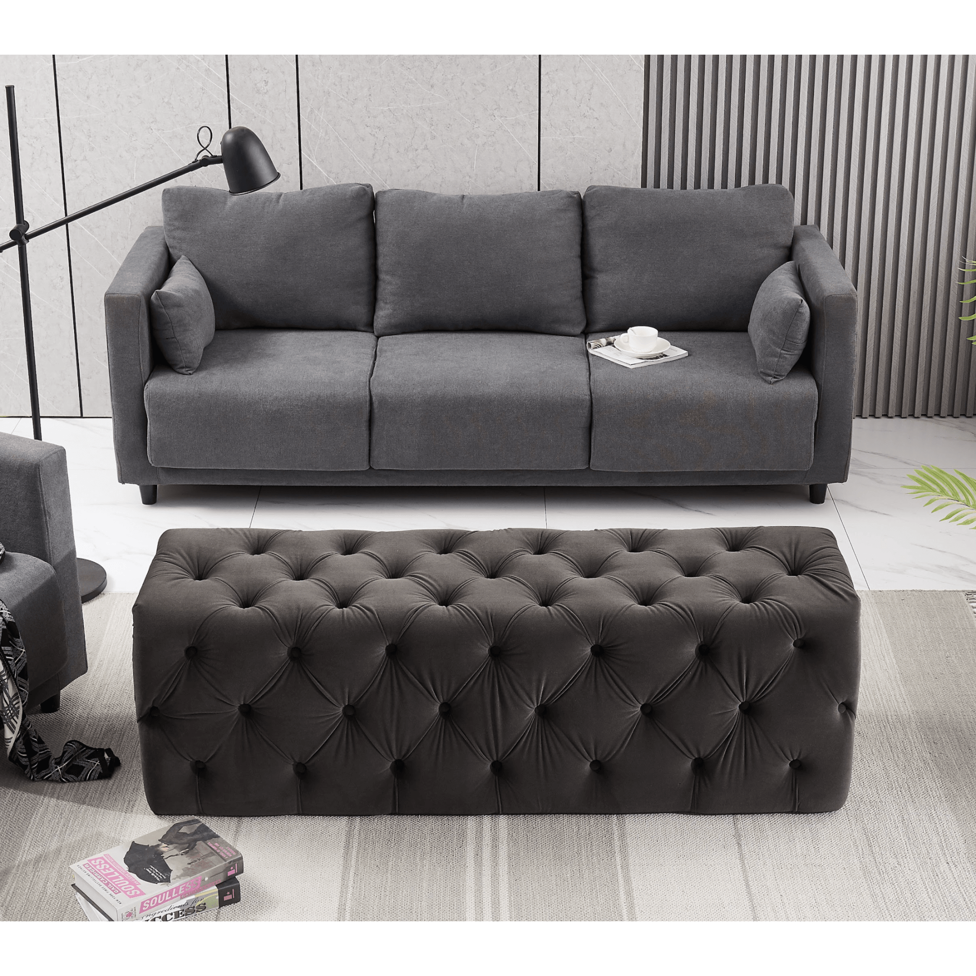 Melia Velvet Ottoman Bench