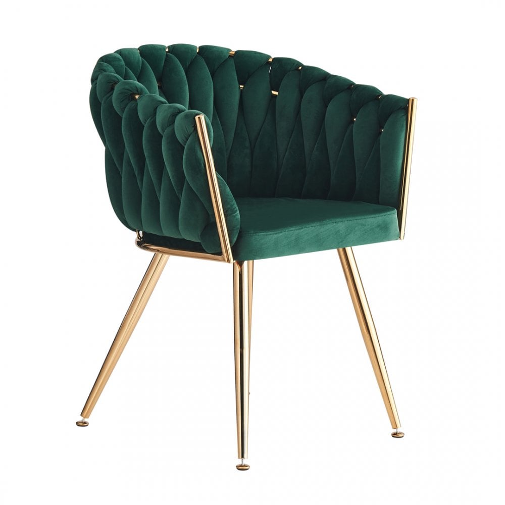 Roma Knot LUX Velvet Dining Chair - Plush Upholstery with Gold Frame