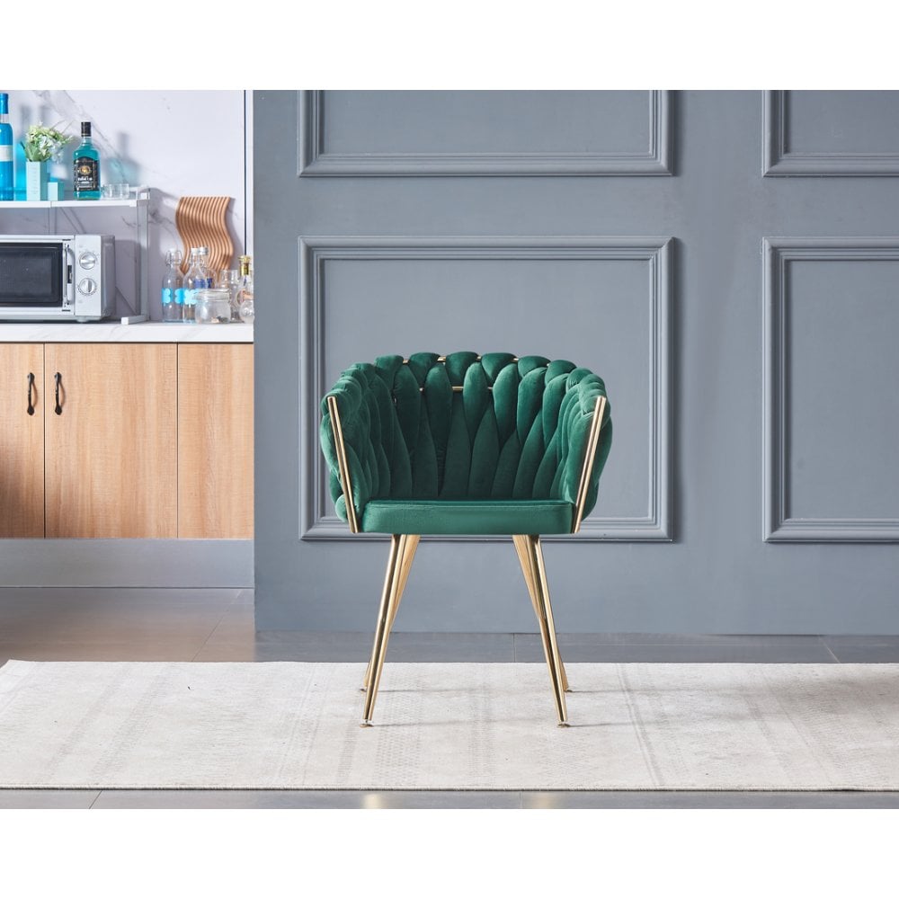 Roma Knot LUX Velvet Dining Chair - Plush Upholstery with Gold Frame