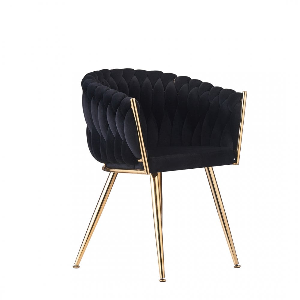 Roma Knot LUX Velvet Dining Chair - Plush Upholstery with Gold Frame