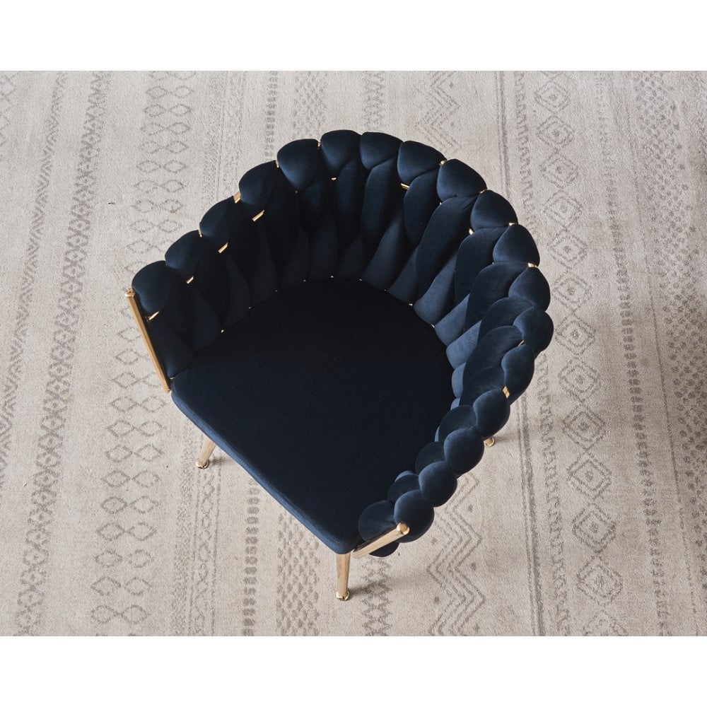 Roma Knot LUX Velvet Dining Chair - Plush Upholstery with Gold Frame