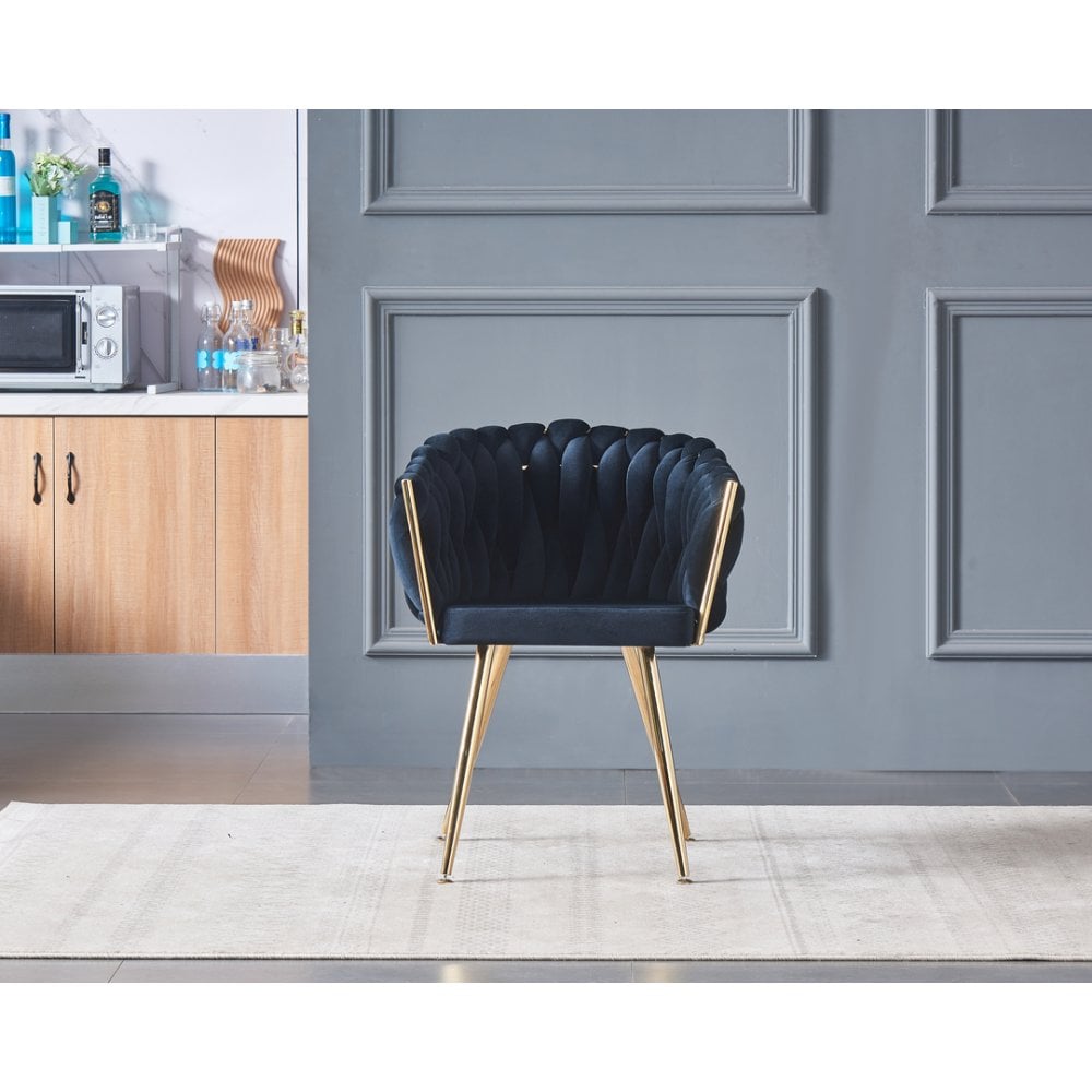 Roma Knot LUX Velvet Dining Chair - Plush Upholstery with Gold Frame