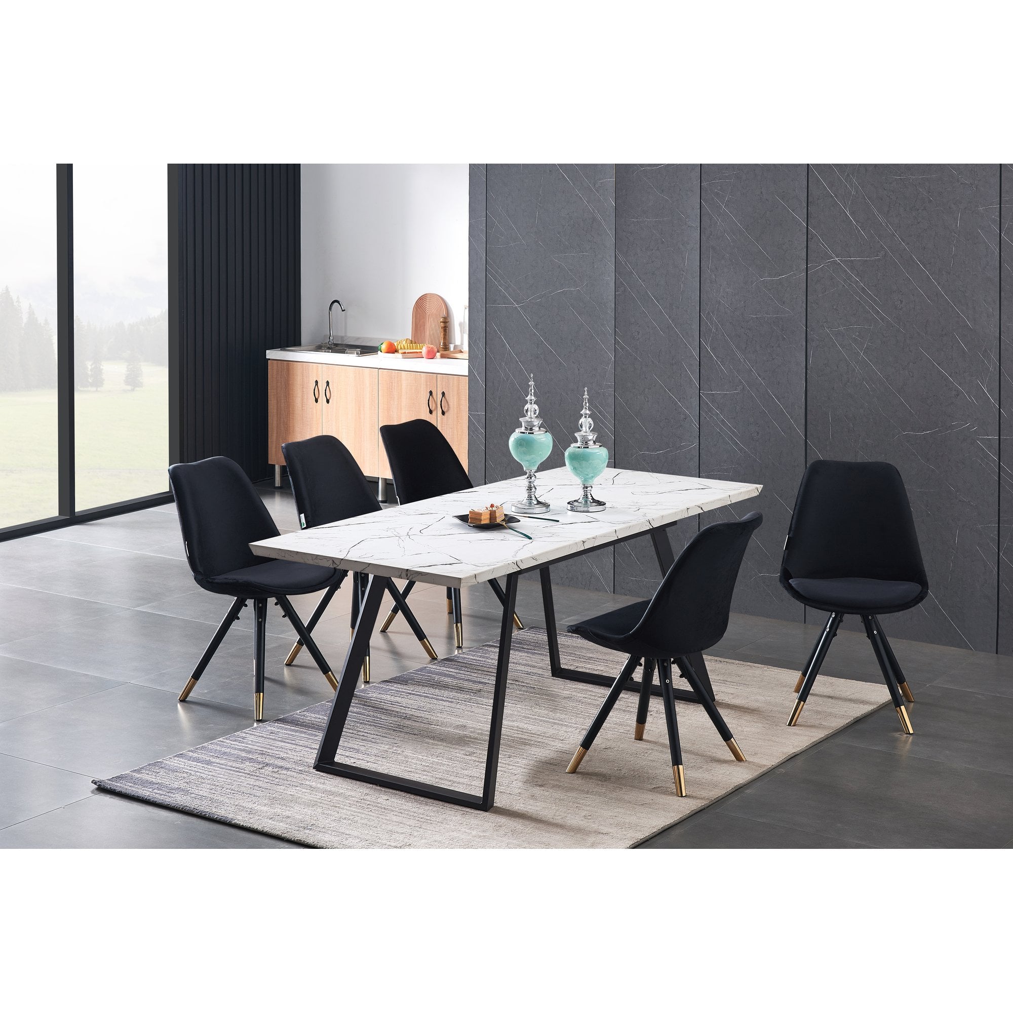 Sofia Velvet Dining Chair with Metal Legs - Retro Scandinavian Style