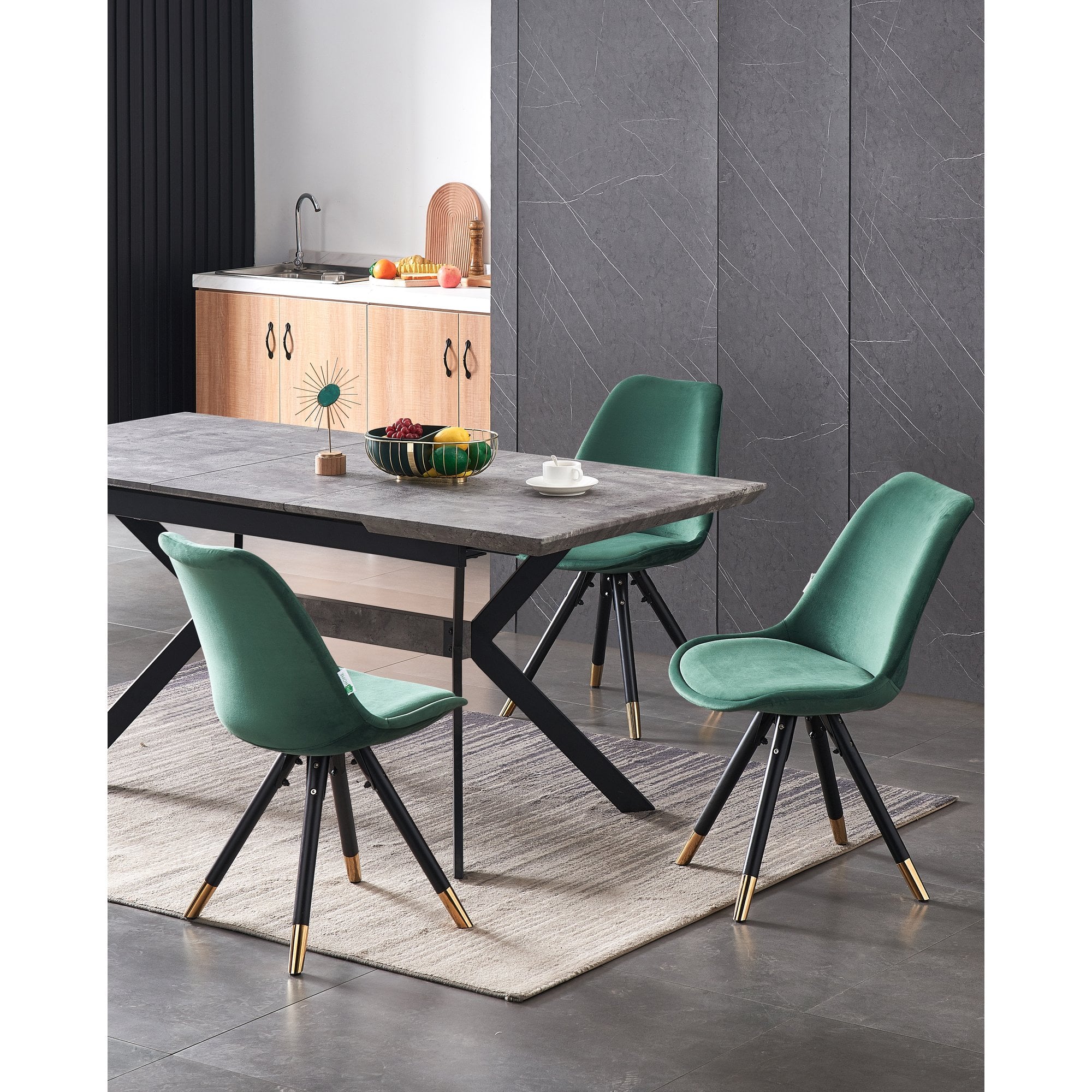 Sofia Velvet Dining Chair with Metal Legs - Retro Scandinavian Style