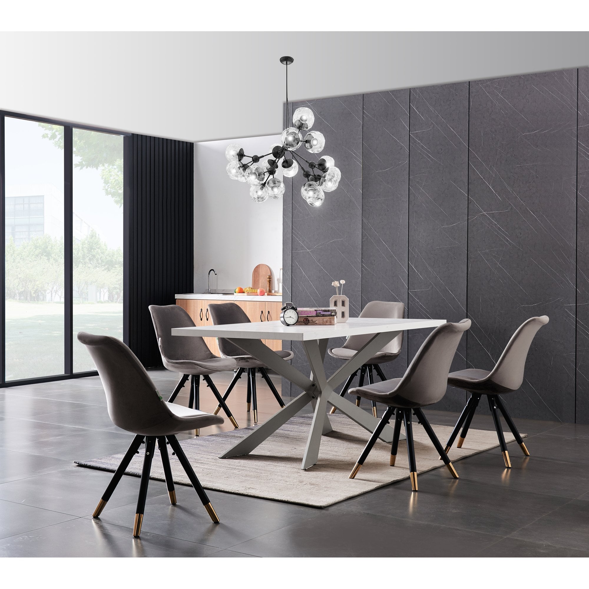 Sofia Velvet Dining Chair with Metal Legs - Retro Scandinavian Style