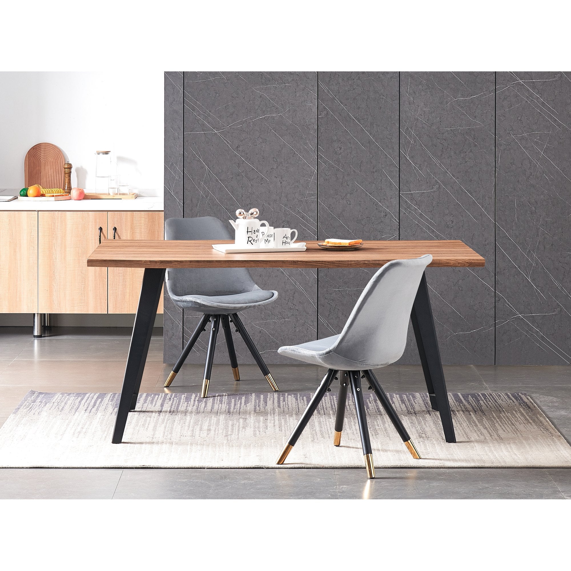 Sofia Velvet Dining Chair with Metal Legs - Retro Scandinavian Style