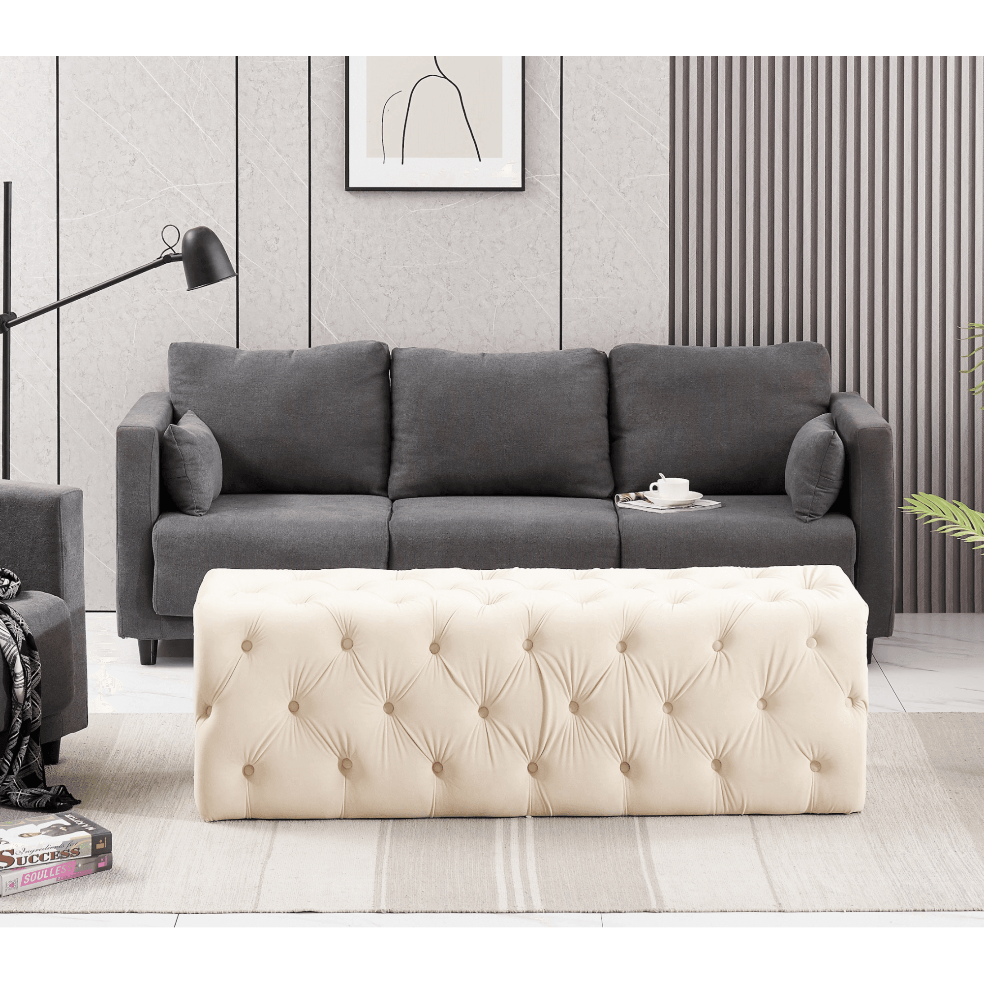 Melia Velvet Ottoman Bench