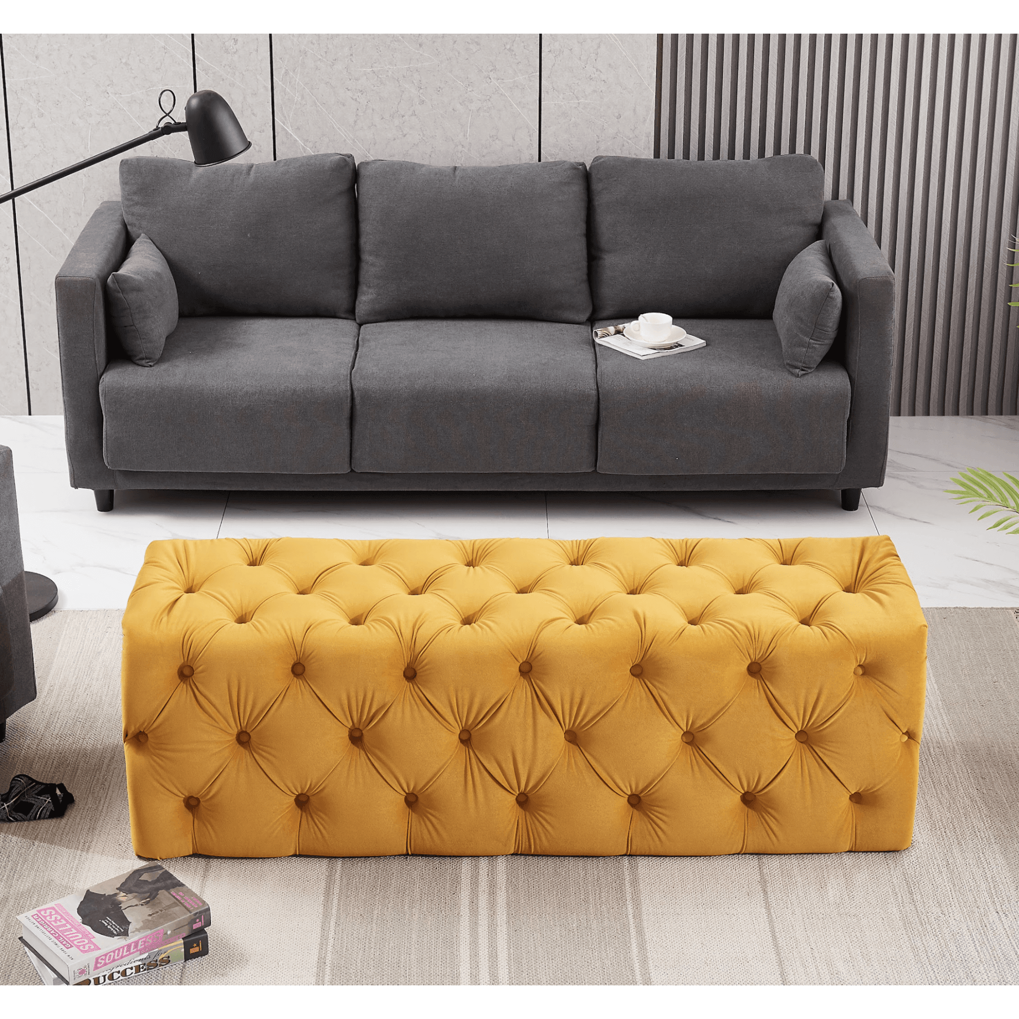 Melia Velvet Ottoman Bench