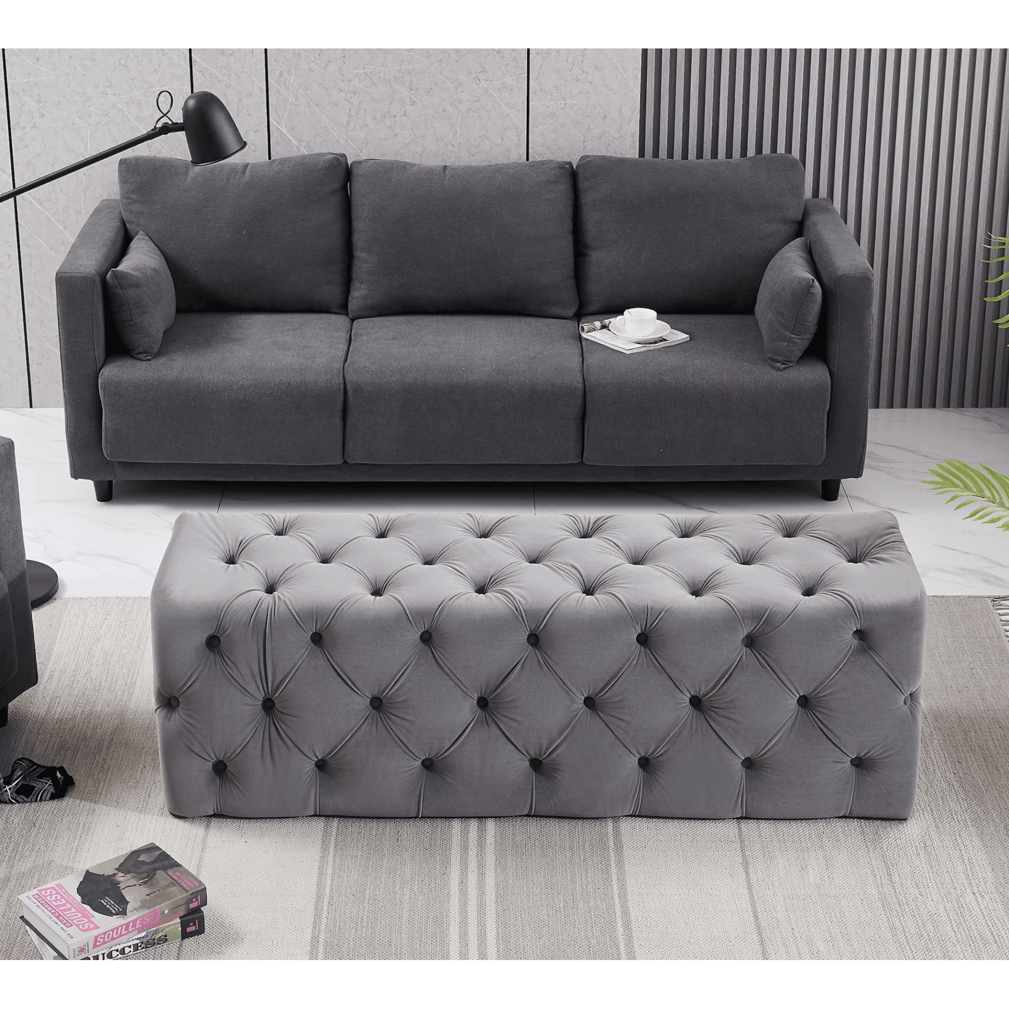 Melia Velvet Ottoman Bench