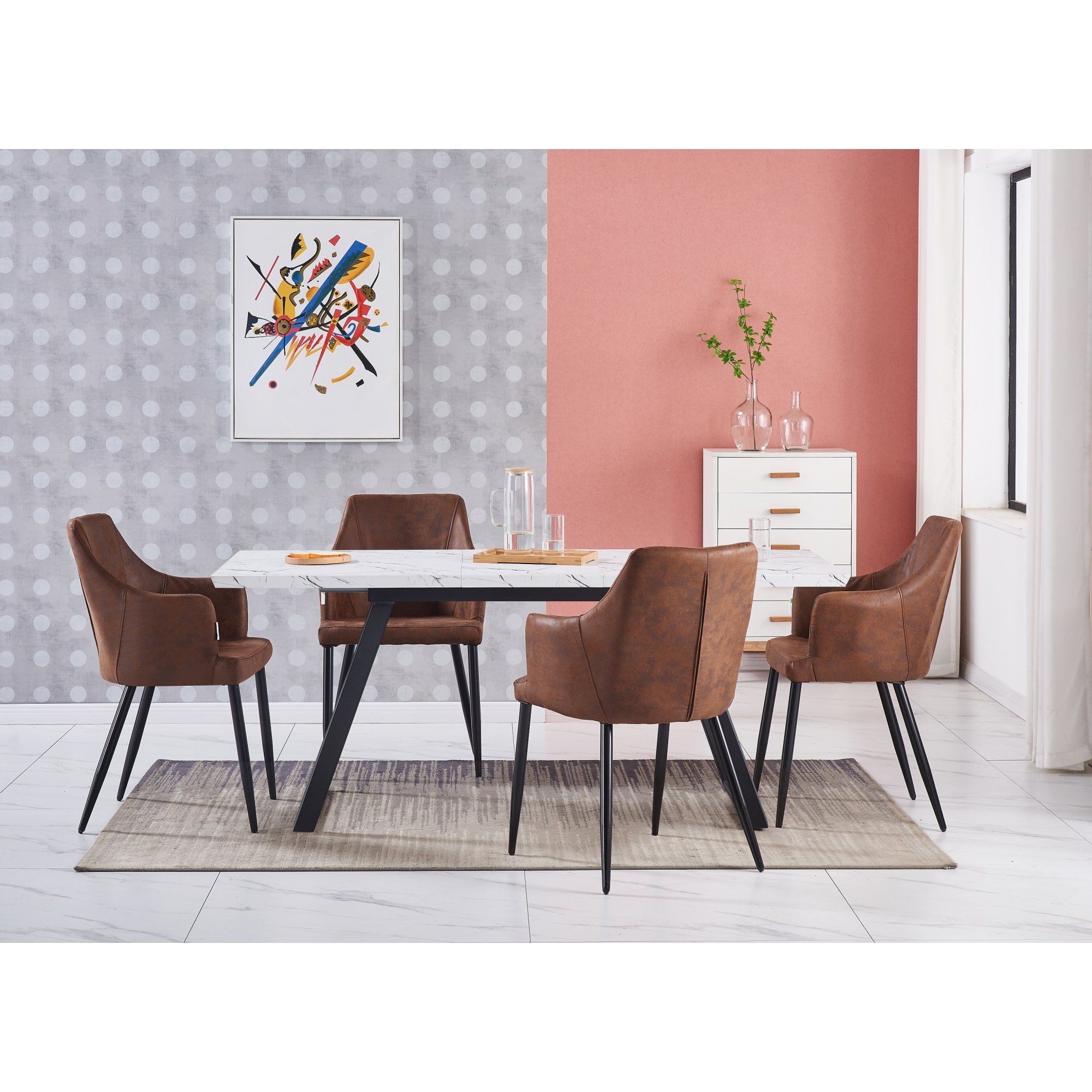 Zarah White Toga Lux Dining Set