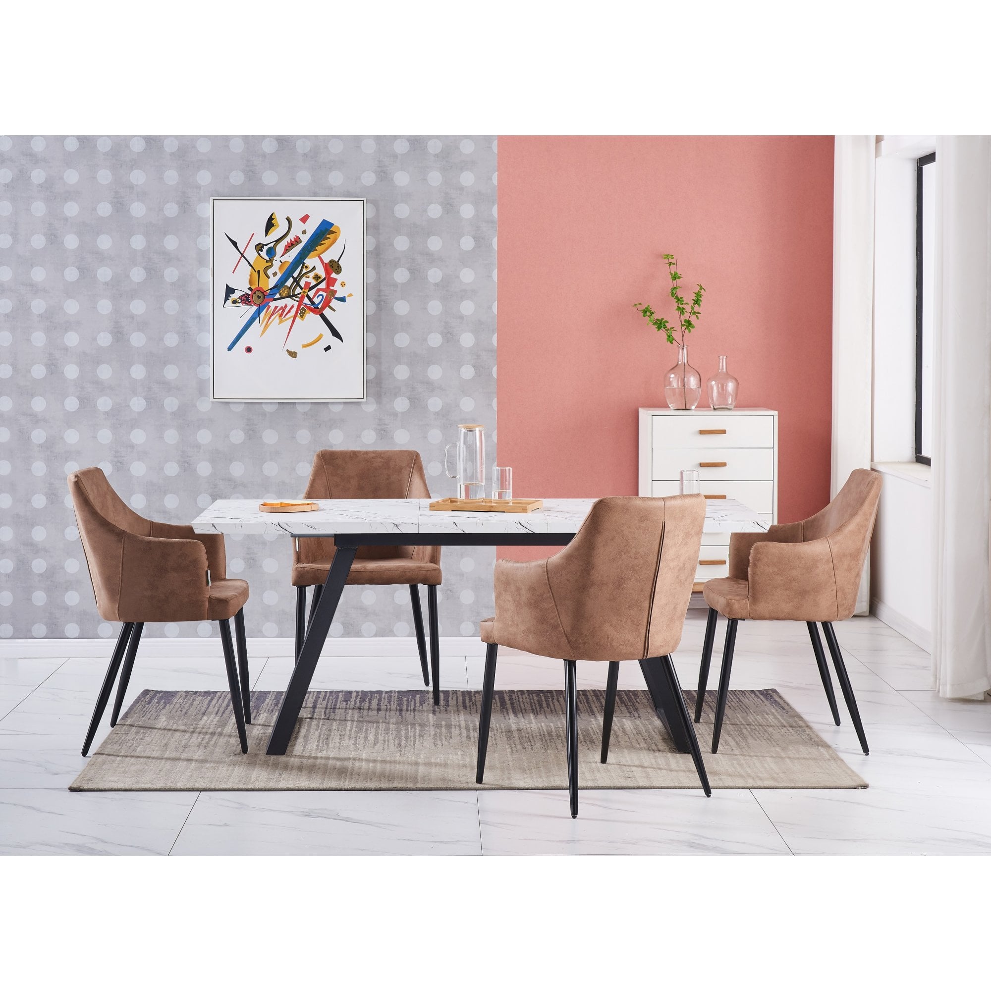 Zarah White Toga Lux Dining Set