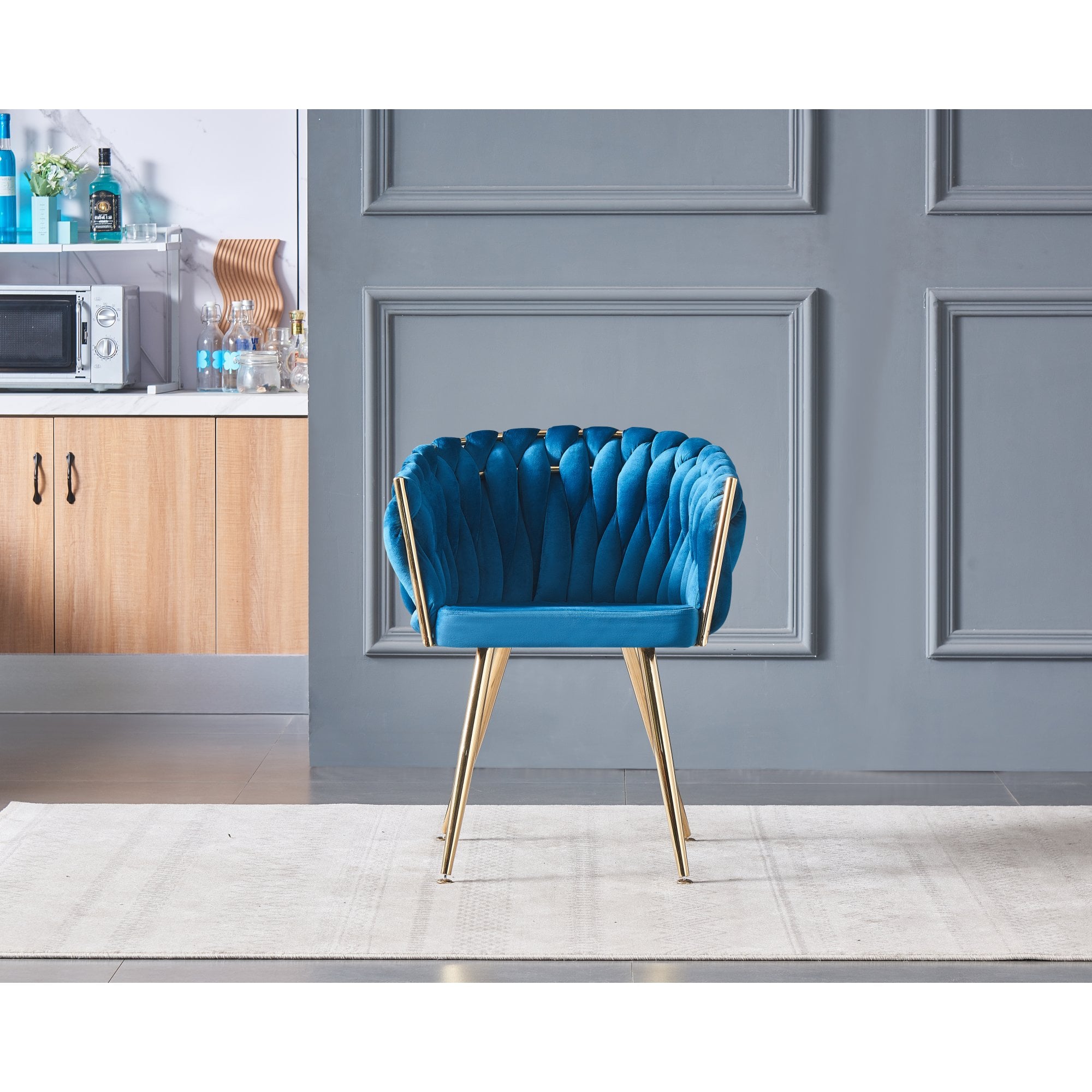 Roma Knot LUX Velvet Dining Chair - Plush Upholstery with Gold Frame