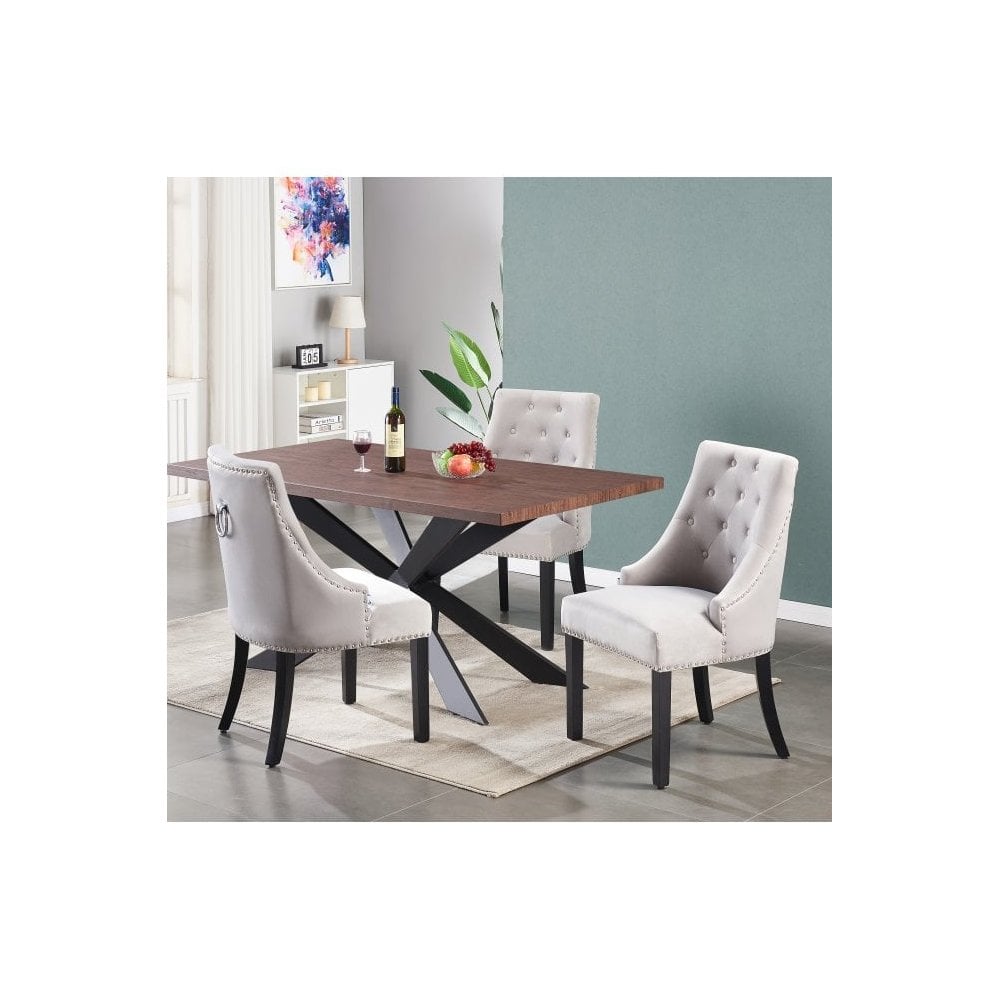 Windsor Duke Lux Dining Set - A Walnut Table with Set of 4 Dining Chairs