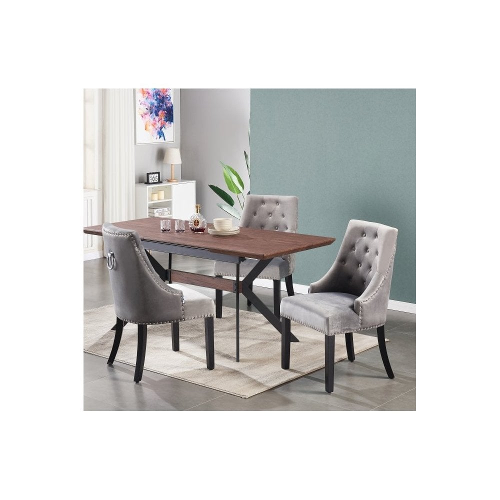 Windsor Duke Lux Dining Set - A Walnut Table with Set of 4 Dining Chairs