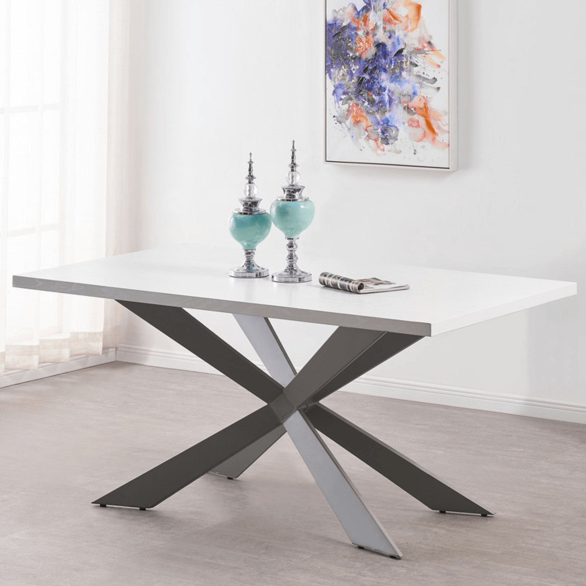 Windsor Duke Lux Dining Set  - A White Table with Set of 6 Dining Chairs