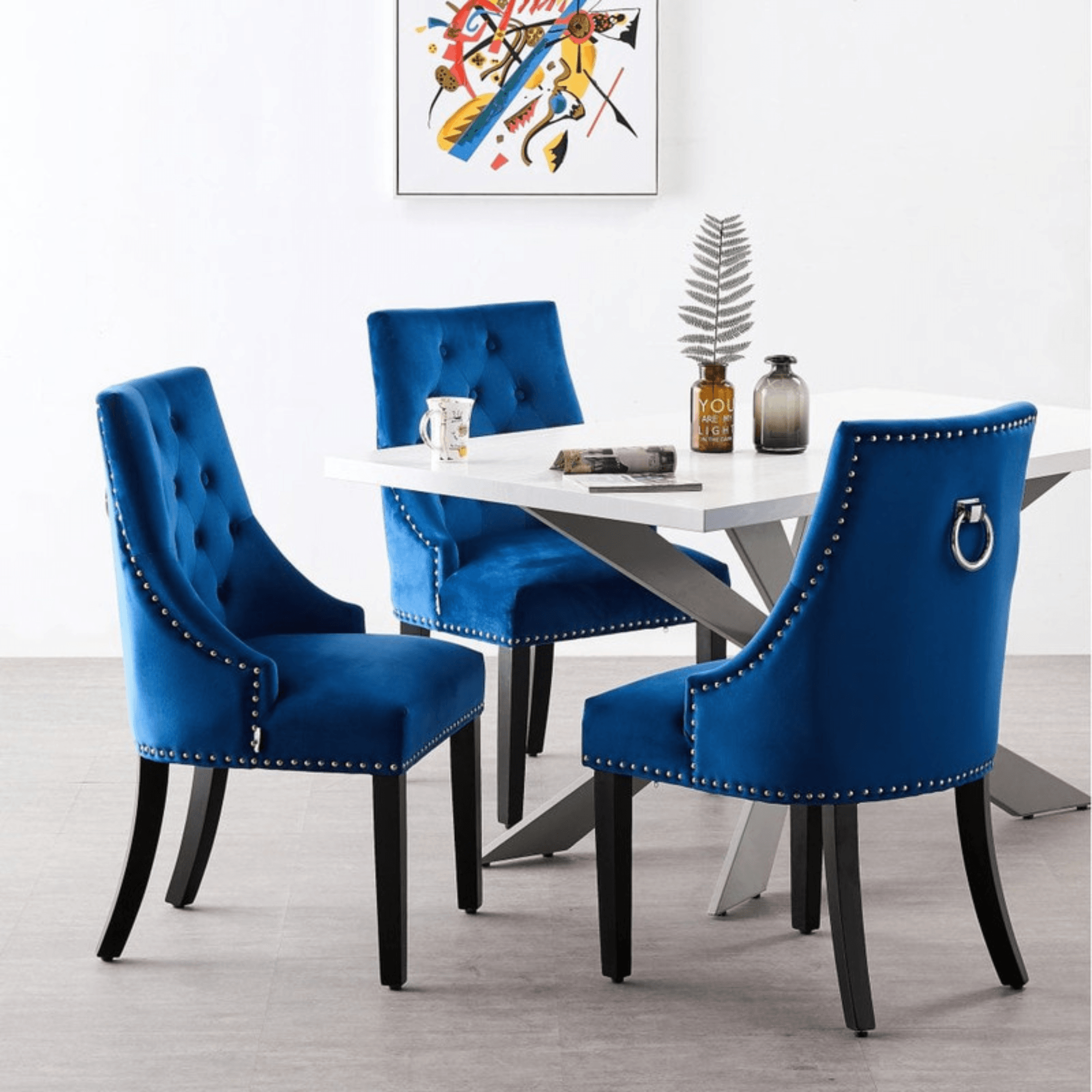 Windsor Duke Lux Dining Set  - A White Table with Set of 6 Dining Chairs