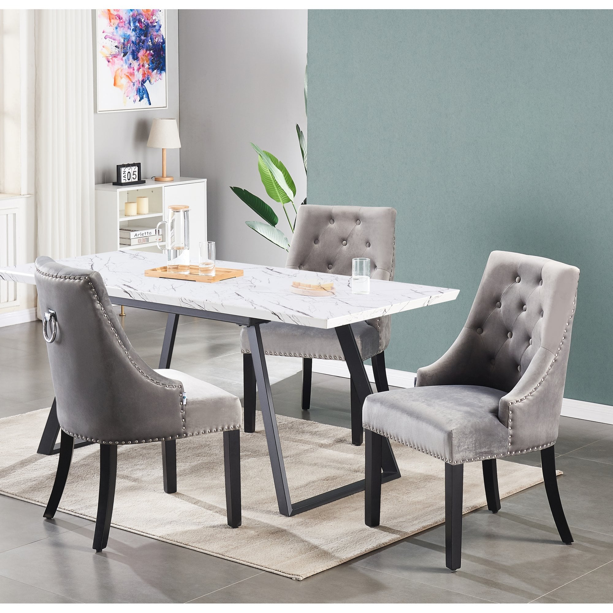 Windsor Toga Lux Dining Set | a White Table and Set of 6 Chairs