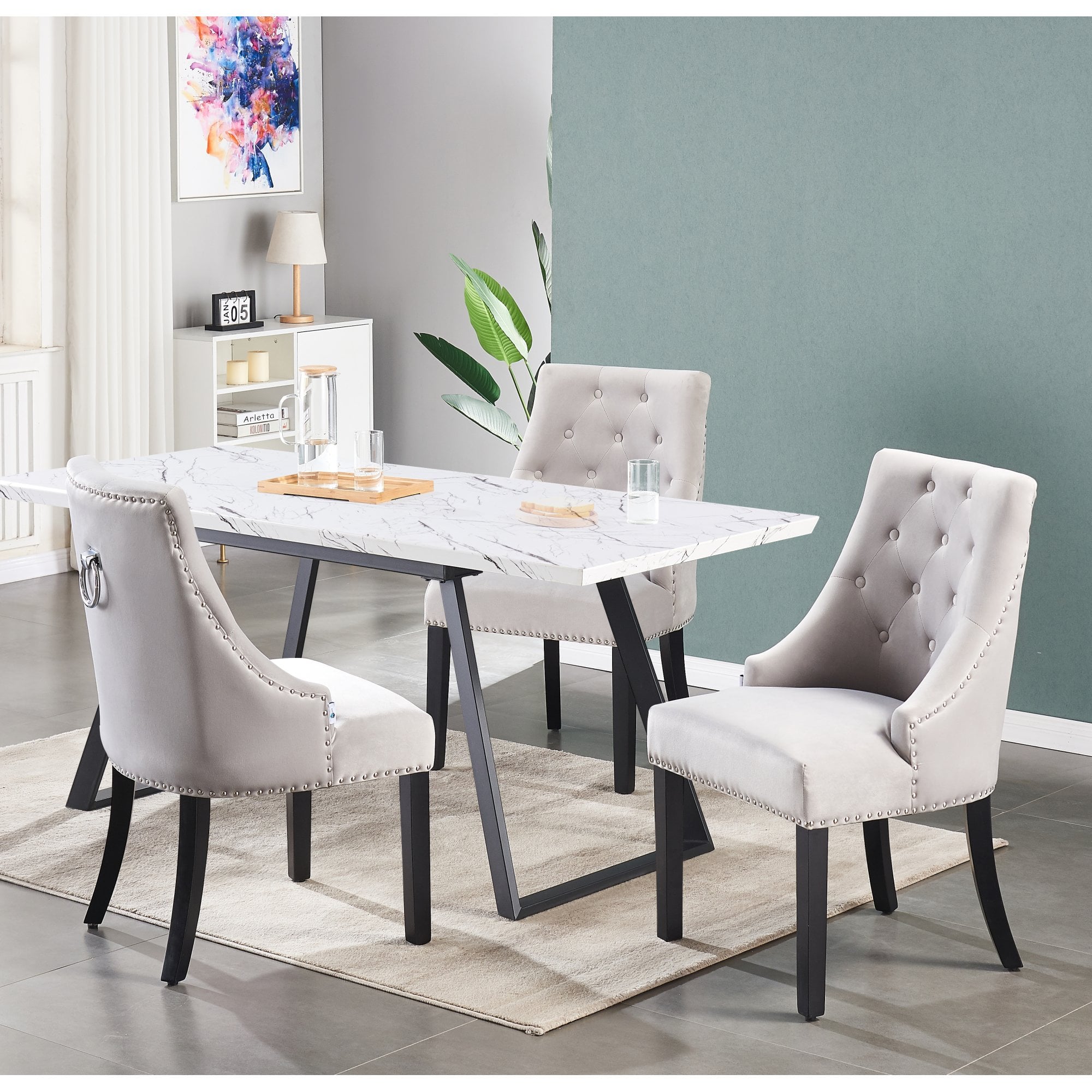 Windsor Toga Lux Dining Set | a White Table and Set of 4 Chairs