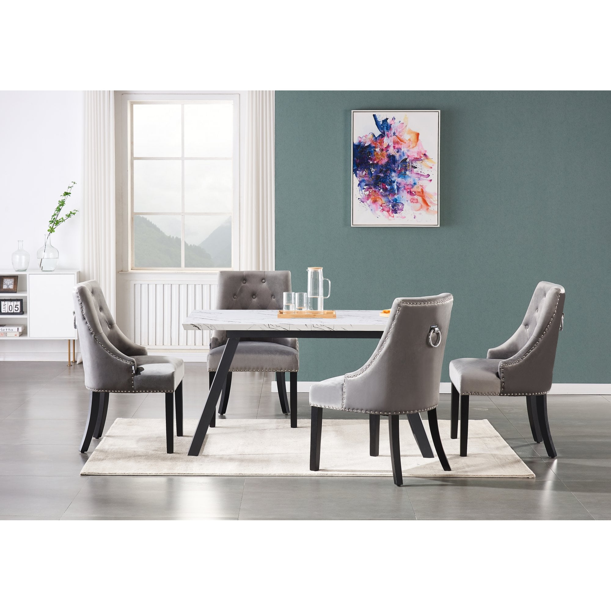 Windsor Toga Lux Dining Set | a White Table and Set of 4 Chairs
