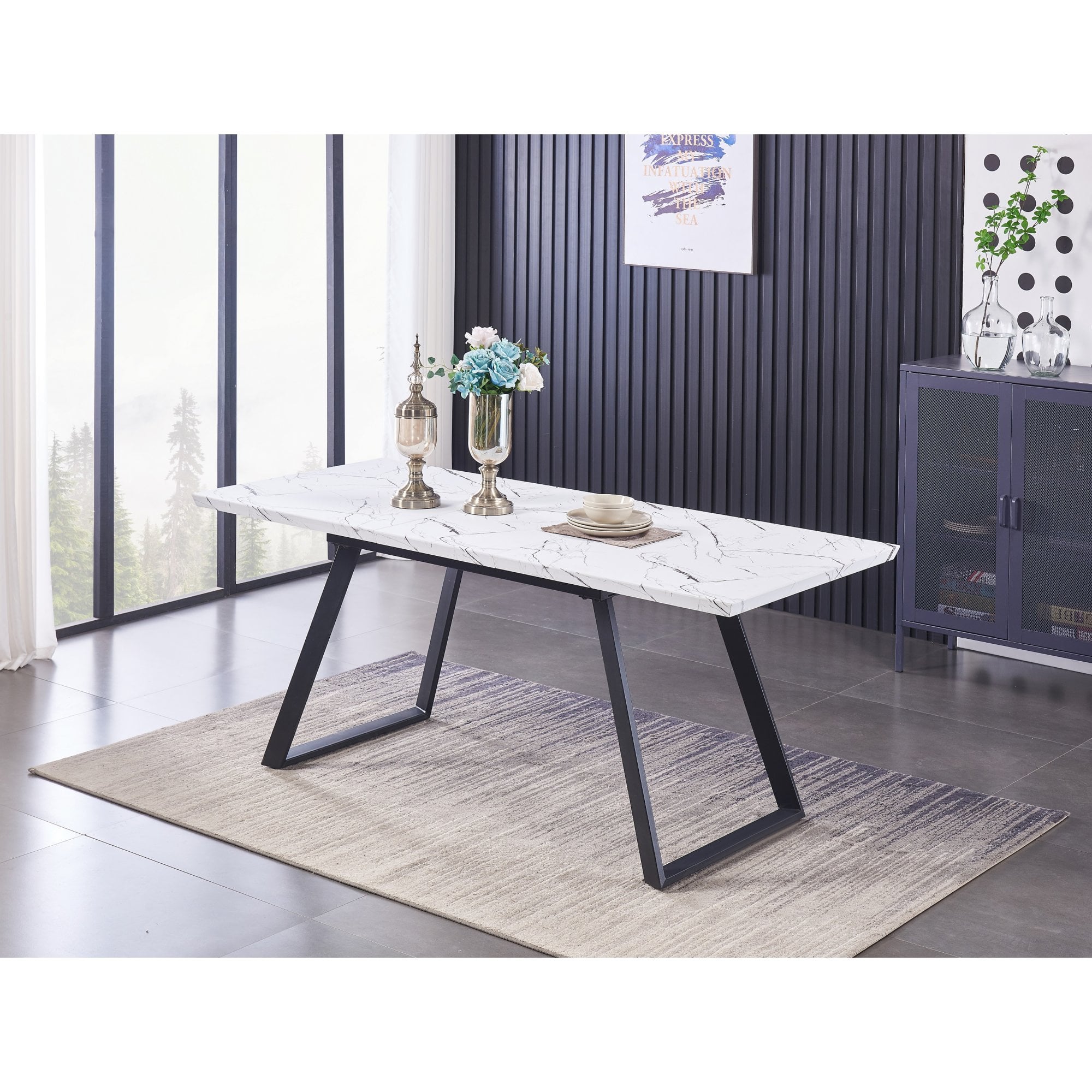 Windsor Toga Lux Dining Set | a White Table and Set of 4 Chairs