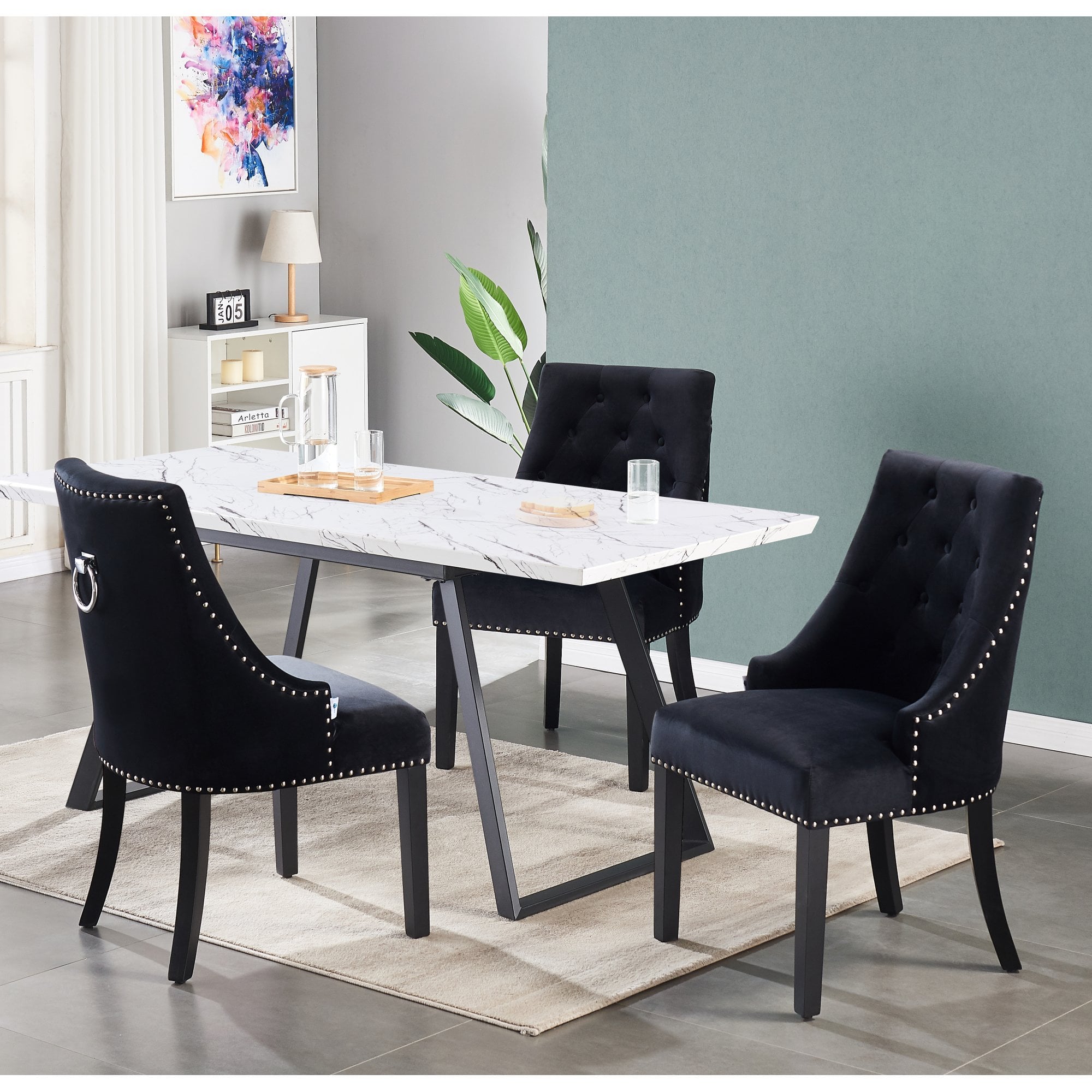 Windsor Toga Lux Dining Set | a White Table and Set of 4 Chairs