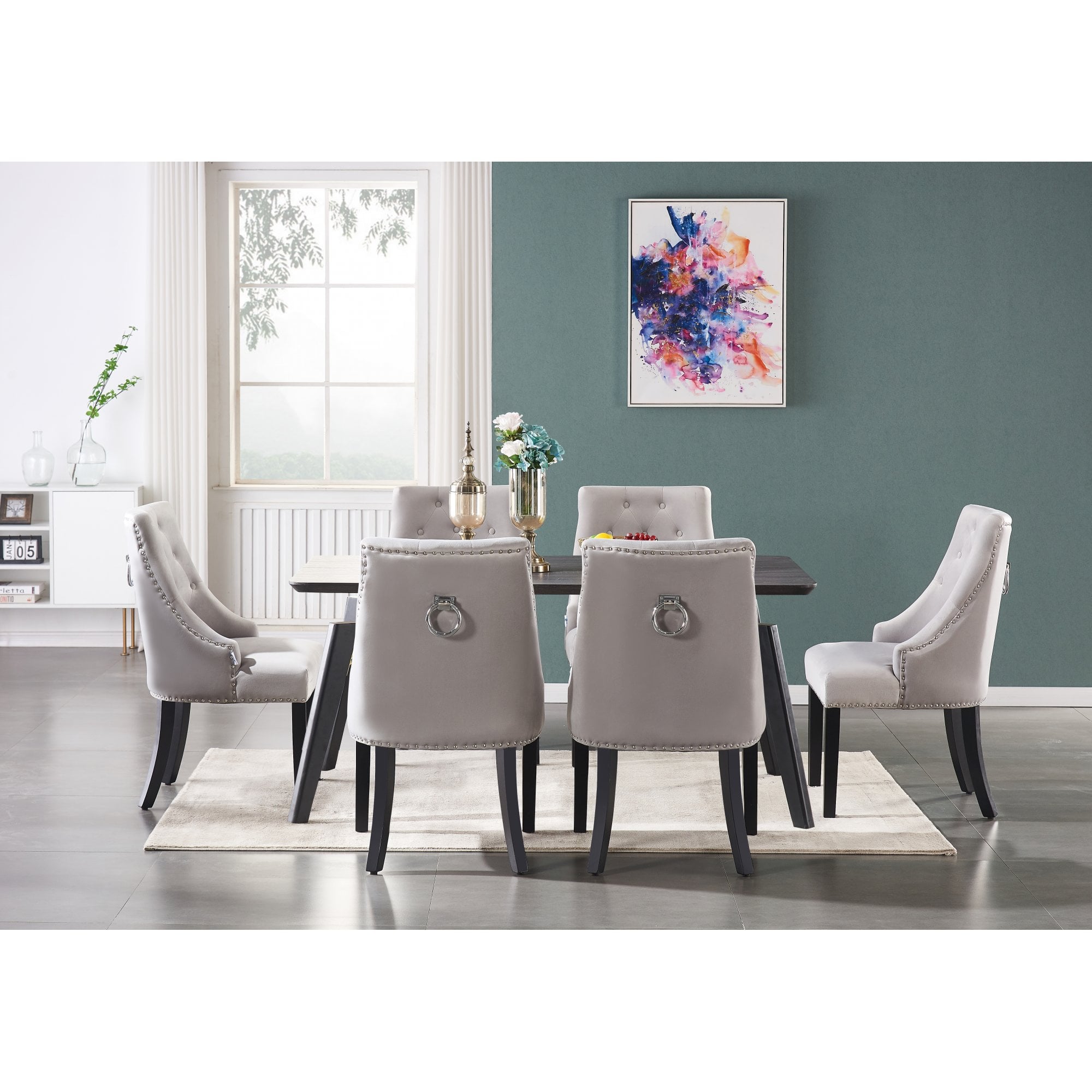 Windsor Cosmo Lux Dining Set | a Black Table and Set of 6 Chairs