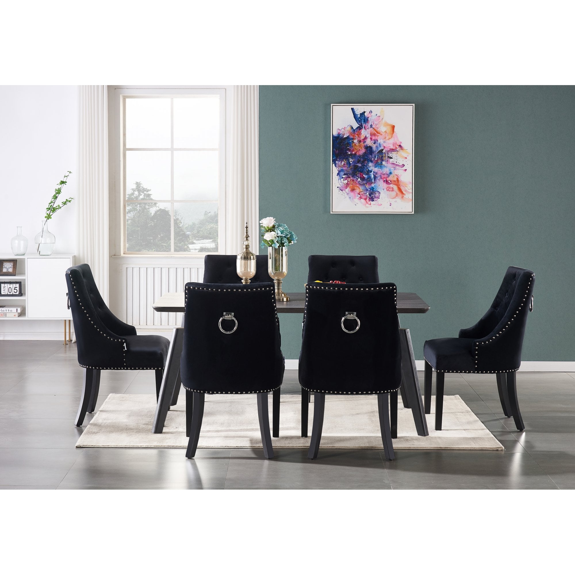 Windsor Cosmo Lux Dining Set | a Black Table and Set of 6 Chairs