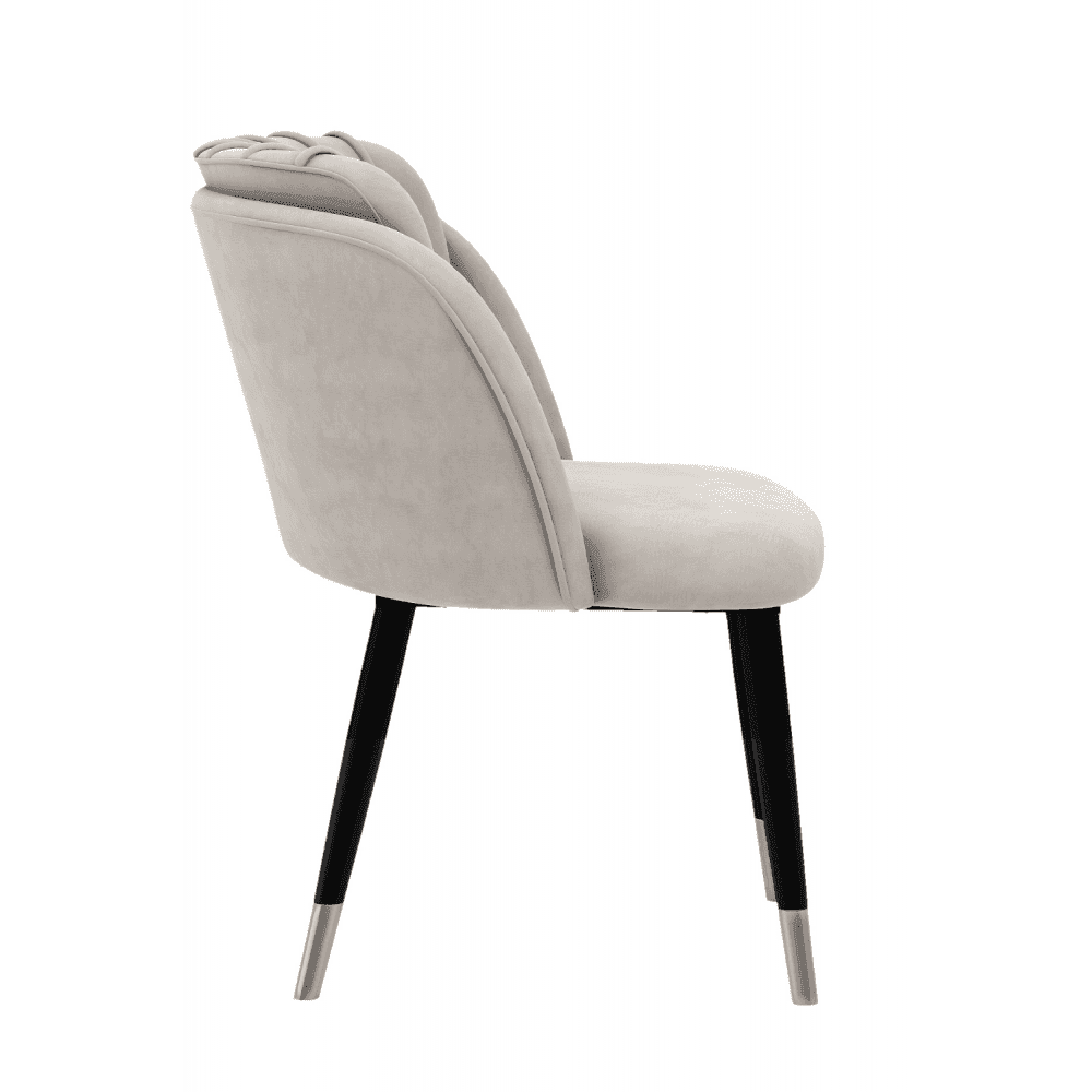 Milano Duke LUX Dining Set | a Walnut Dining Table & 4 Velvet Dining Chairs with Silver End Caps