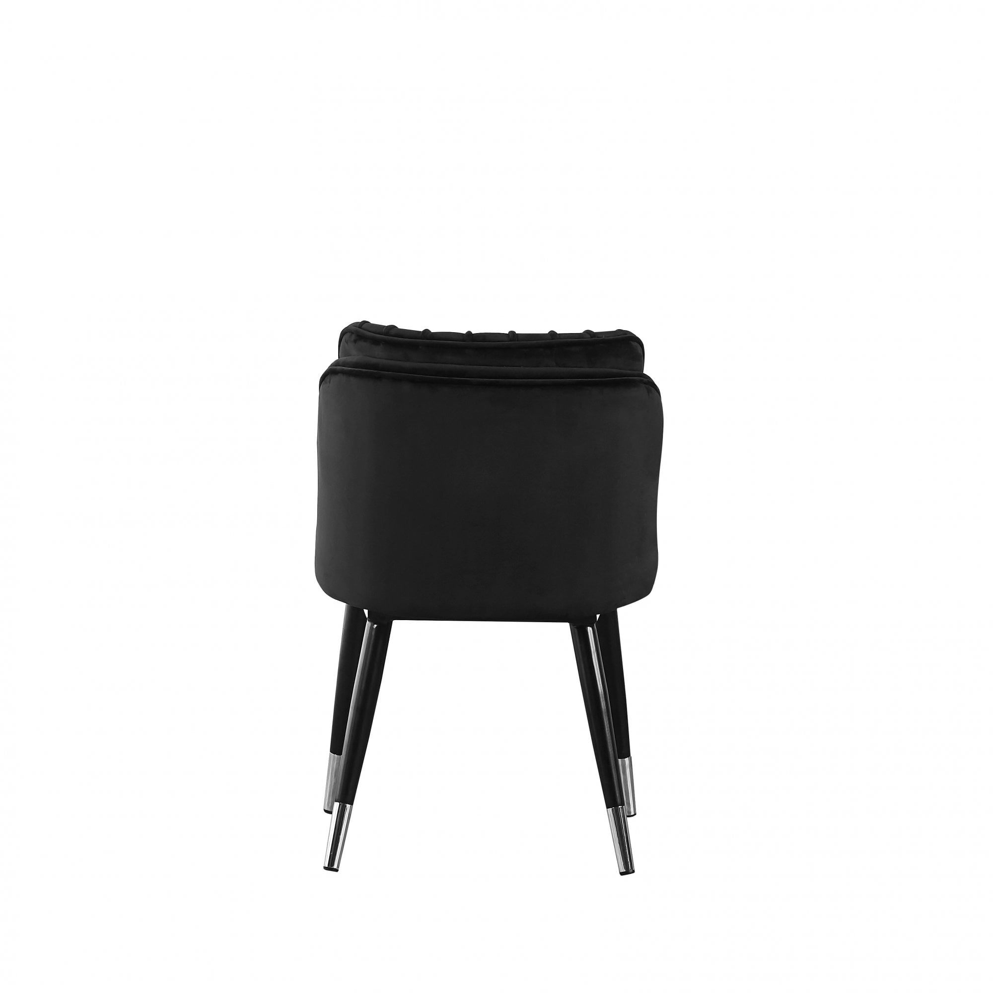 Milano Cosmo LUX Dining Set | a Black Dining Table & 6 Dining Chairs with Silver End Caps