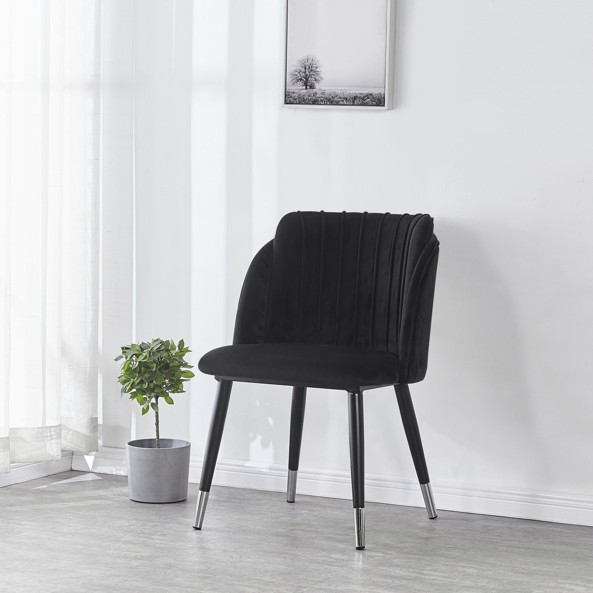 Milano Cosmo LUX Dining Set | a Walnut Dining Table & 6 Dining Chairs with Silver End Caps