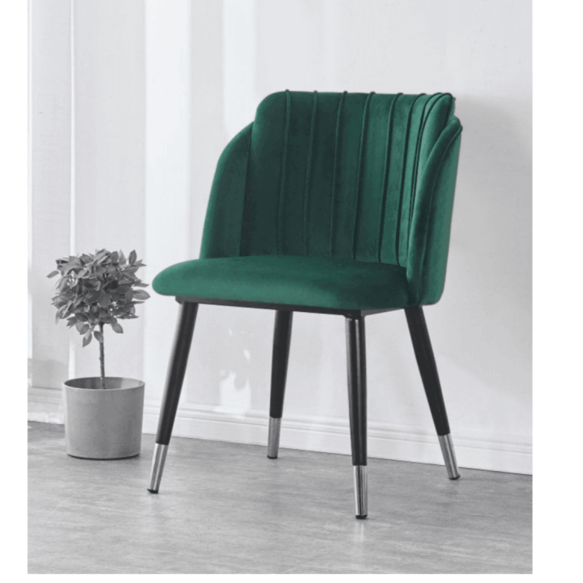 Milano Cosmo LUX Dining Set | a Walnut Dining Table & 6 Dining Chairs with Silver End Caps