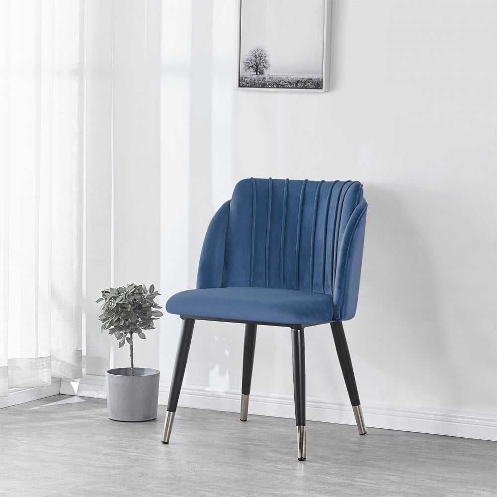 Milano Cosmo LUX Dining Set | a Walnut Dining Table & 6 Dining Chairs with Silver End Caps