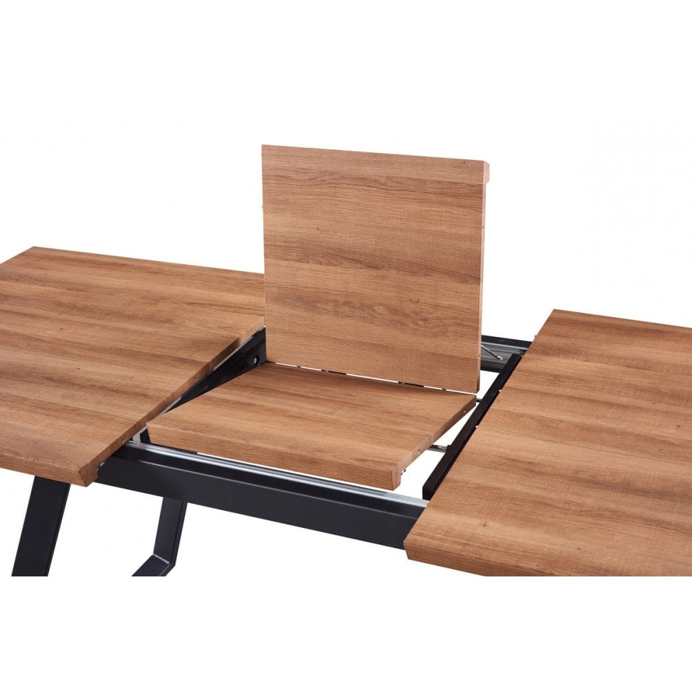 Milano Toga Extendable Dining Set | a Brown Extendable Dining Table & 4 Dining Chairs with Silver End Caps