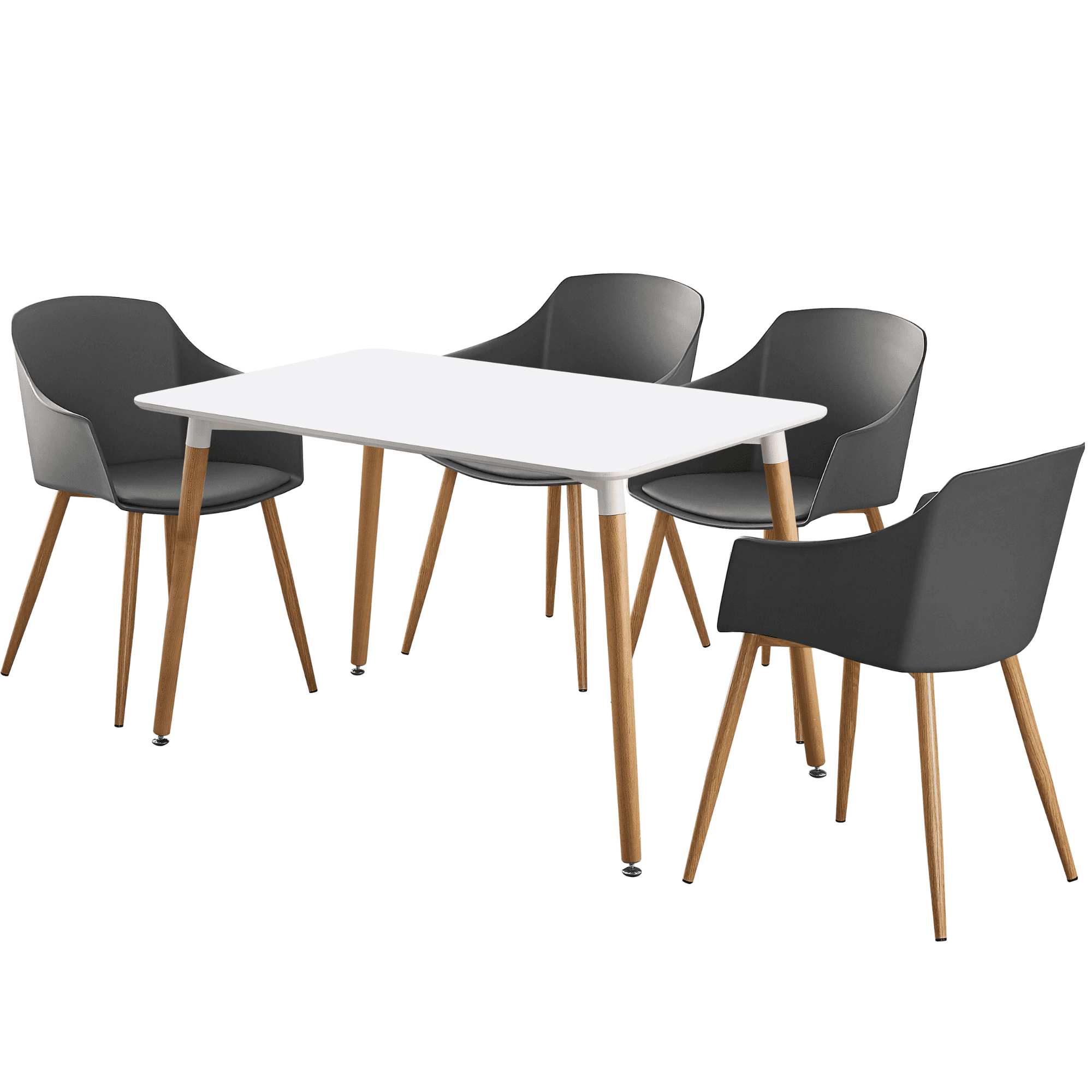 Eden Halo Dining Set - a White Dining Table and Set of 4 Dining Chairs