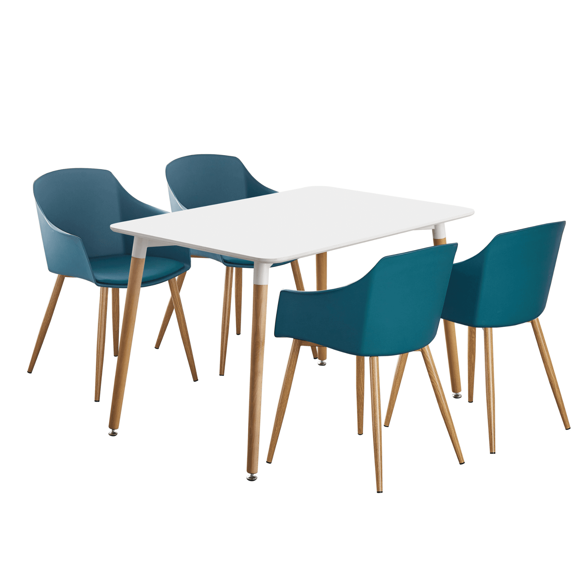 Eden Halo Dining Set - a White Dining Table and Set of 4 Dining Chairs