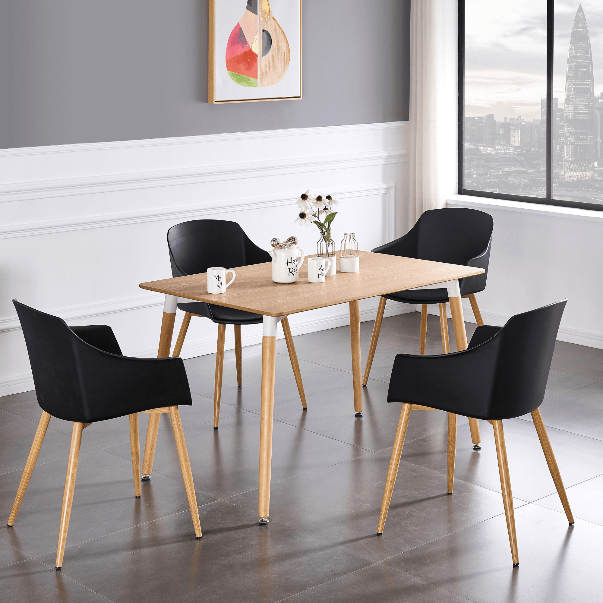 Eden Halo Dining Set - an Oak Dining Table and Set of 4 Dining Chairs