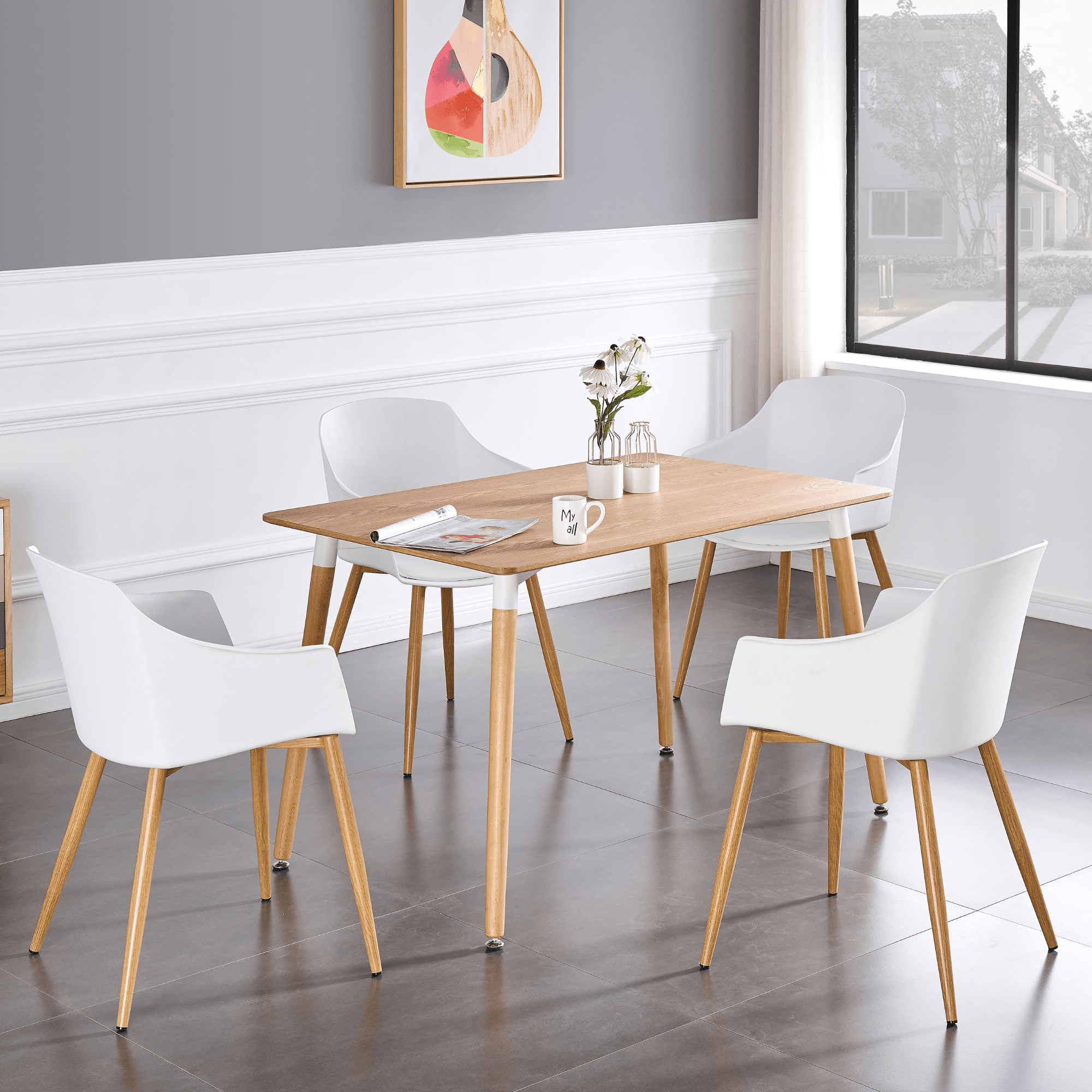 Eden Halo Dining Set - an Oak Dining Table and Set of 4 Dining Chairs
