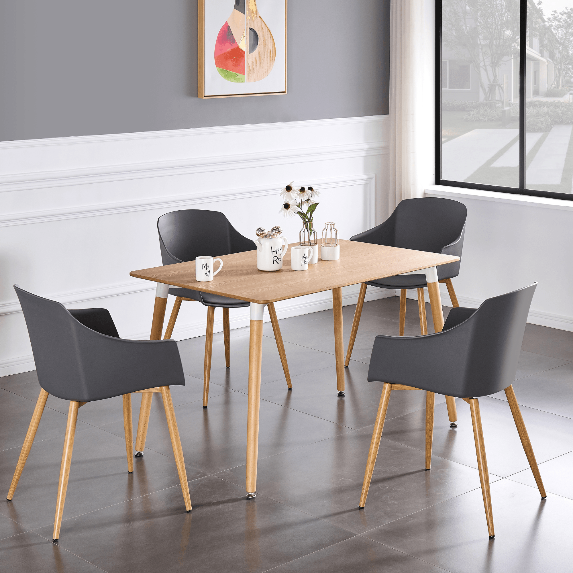 Eden Halo Dining Set - an Oak Dining Table and Set of 4 Dining Chairs