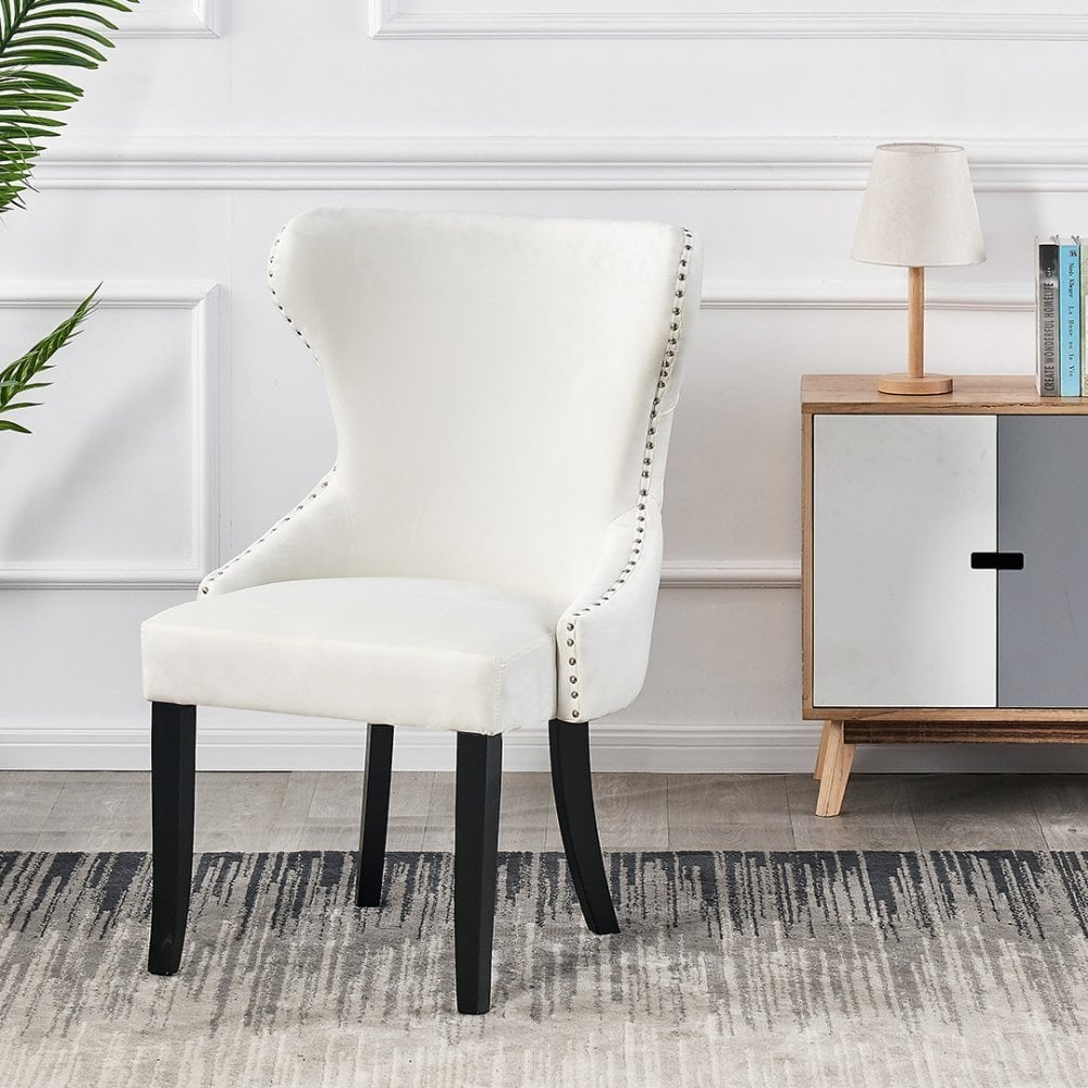 Toga Mayfair LUX Dining Set - Toga Extendable White Dining Table w/ a Set of 4 Mayfair LUX Velvet Dining Chairs