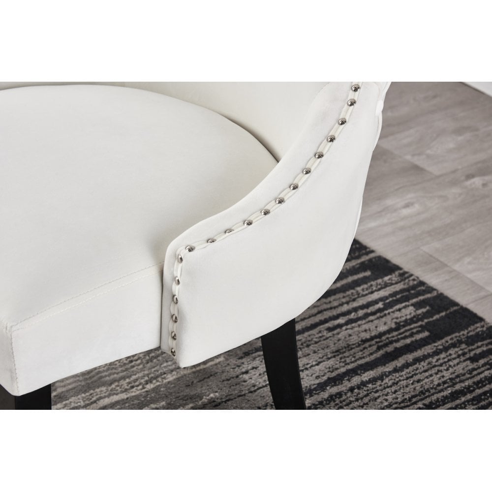 Toga Mayfair LUX Dining Set - Toga Extendable White Dining Table w/ a Set of 4 Mayfair LUX Velvet Dining Chairs