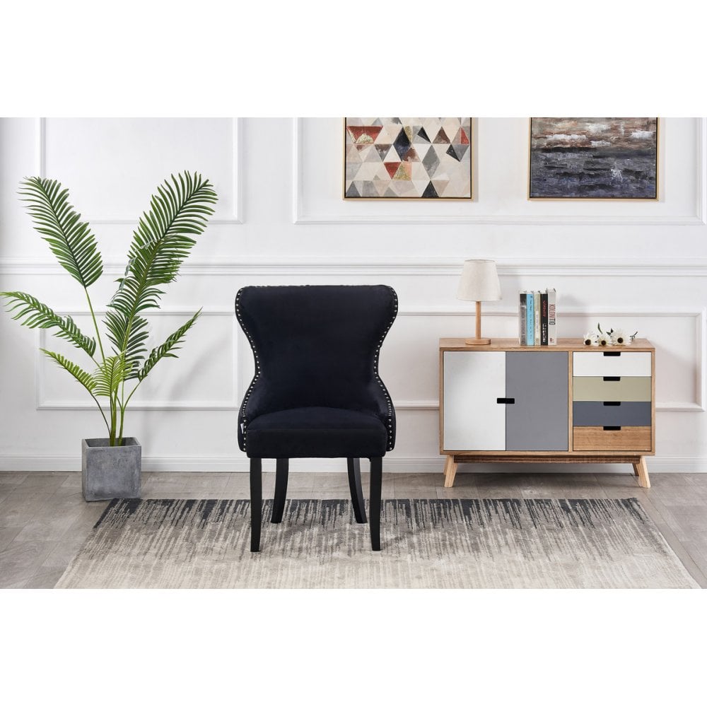 Toga Mayfair LUX Dining Table Set - Toga Extendable Walnut Dining Table w/ a Set of 6 Mayfair LUX Velvet Dining Chairs