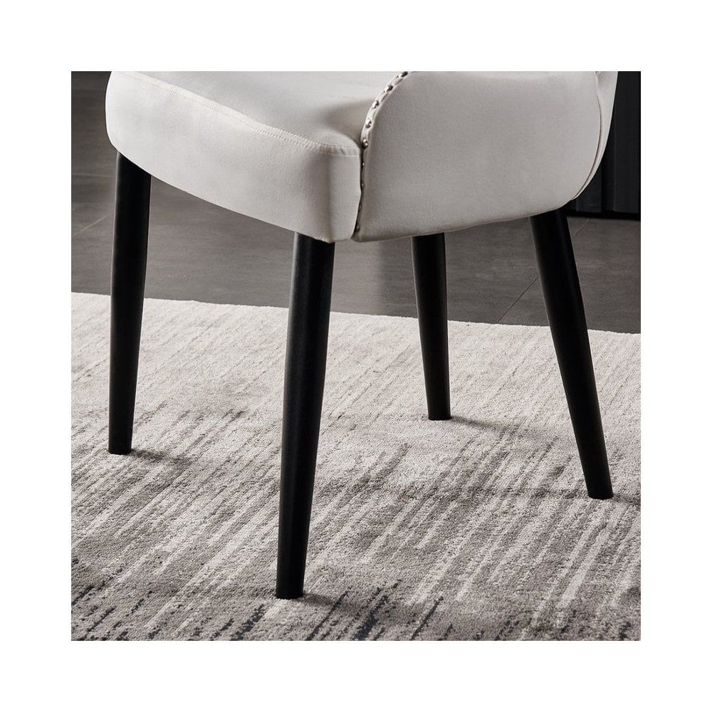 Toga Oxford LUX Dining Set - Toga Extendable White Dining Table w/ a Set of 4 Oxford LUX Velvet Dining Chairs