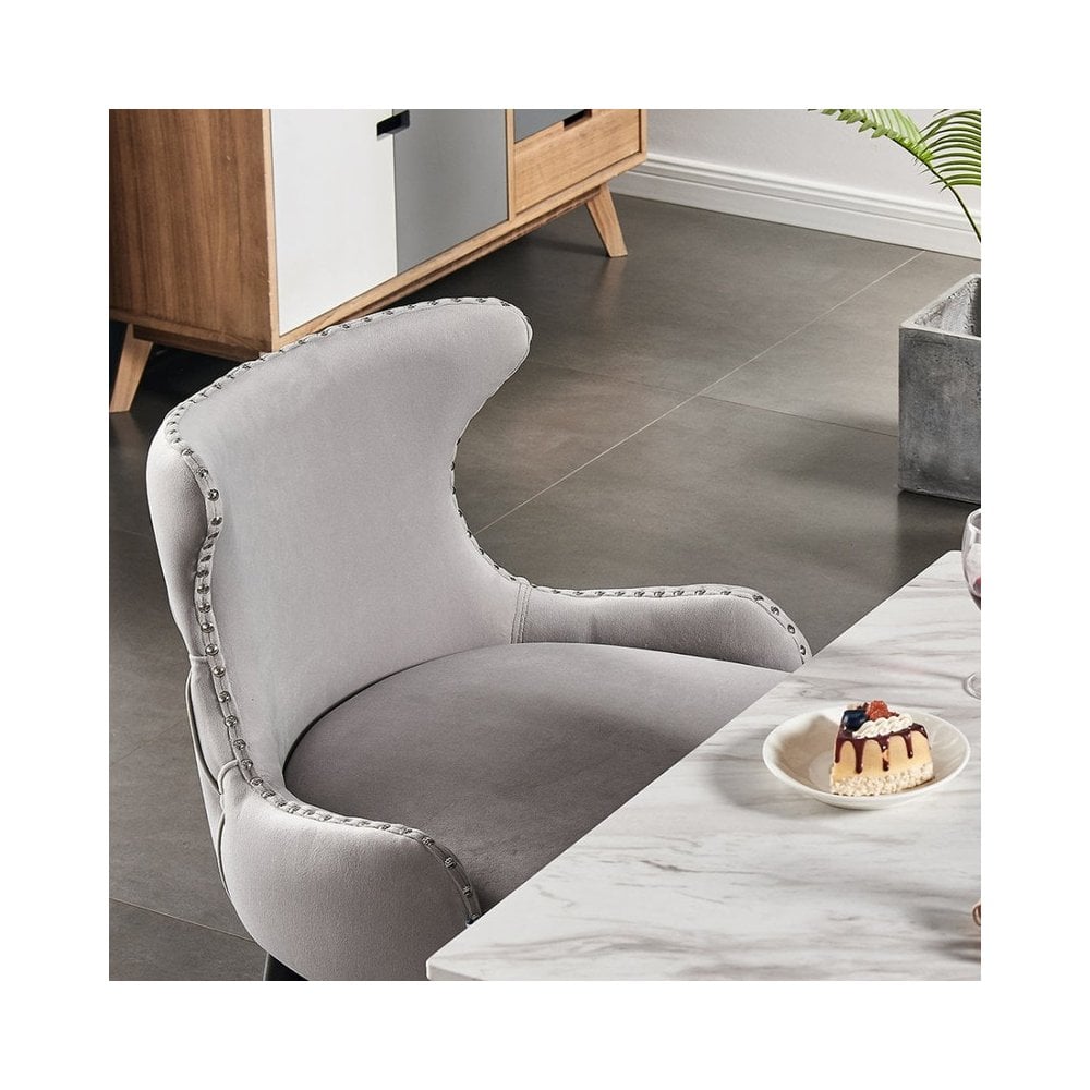 Toga Oxford LUX Dining Set - Toga Extendable White Dining Table w/ a Set of 4 Oxford LUX Velvet Dining Chairs