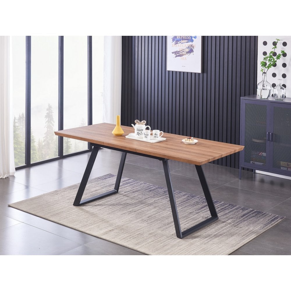 Toga Oxford LUX Dining Set - Toga Extendable Walnut Dining Table w/ a Set of 6 Oxford LUX Velvet Dining Chairs