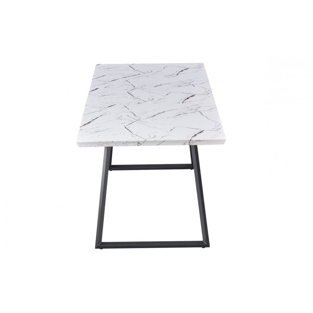 Toga Oxford LUX Dining Set - Toga Extendable White Dining Table w/ a Set of 4 Oxford LUX Velvet Dining Chairs